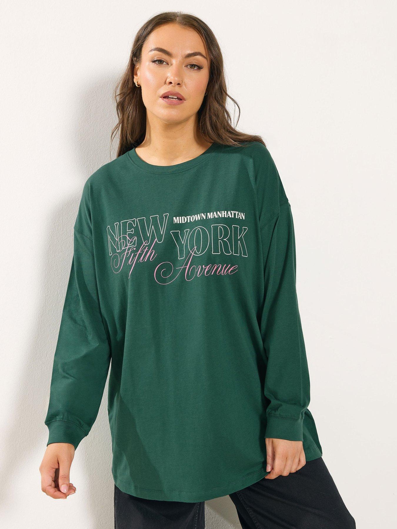 yours-curve-long-sleeve-new-york-t-shirt-green