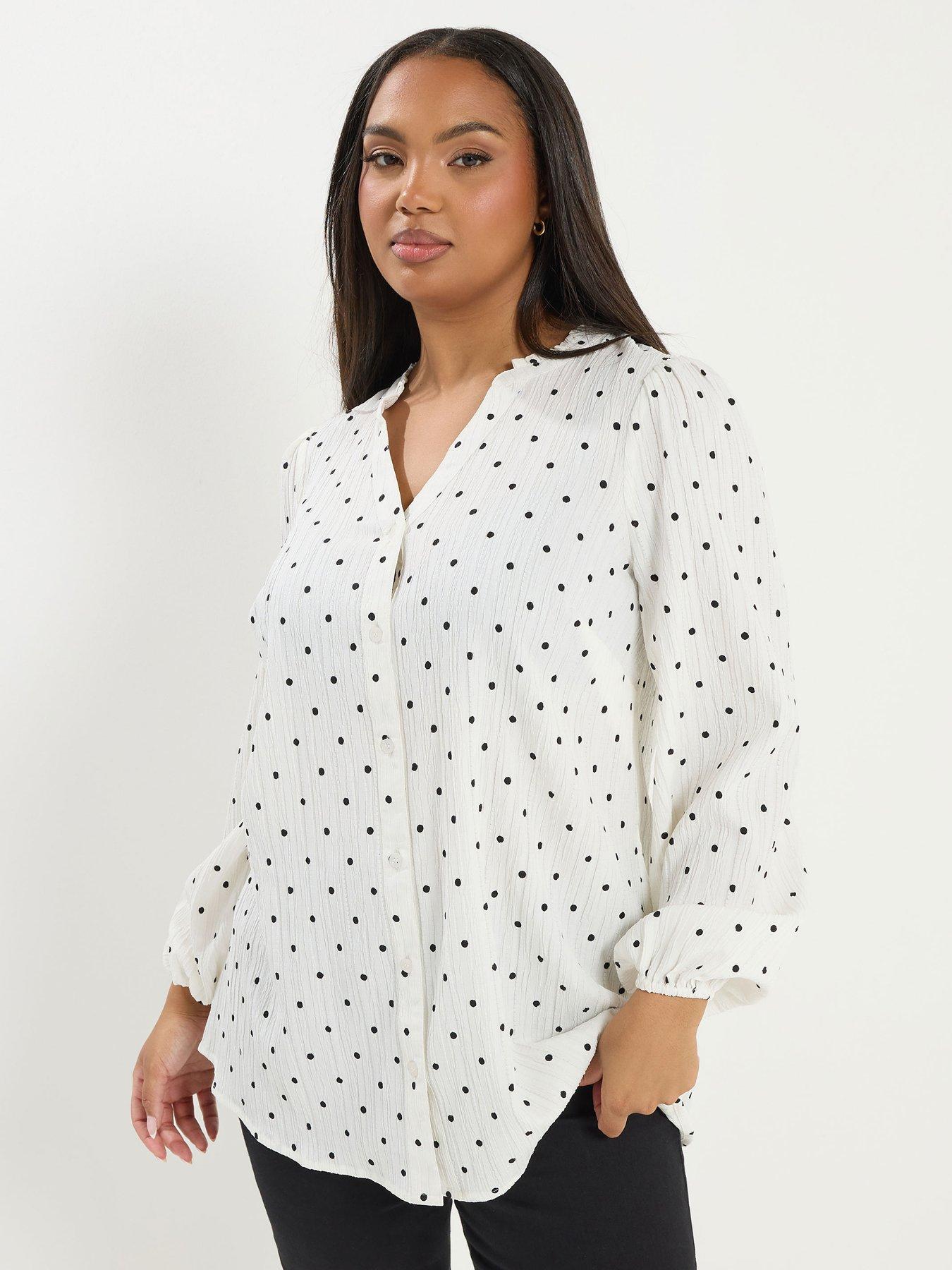 Yours Curve Textured Notch Neck Blouse - White