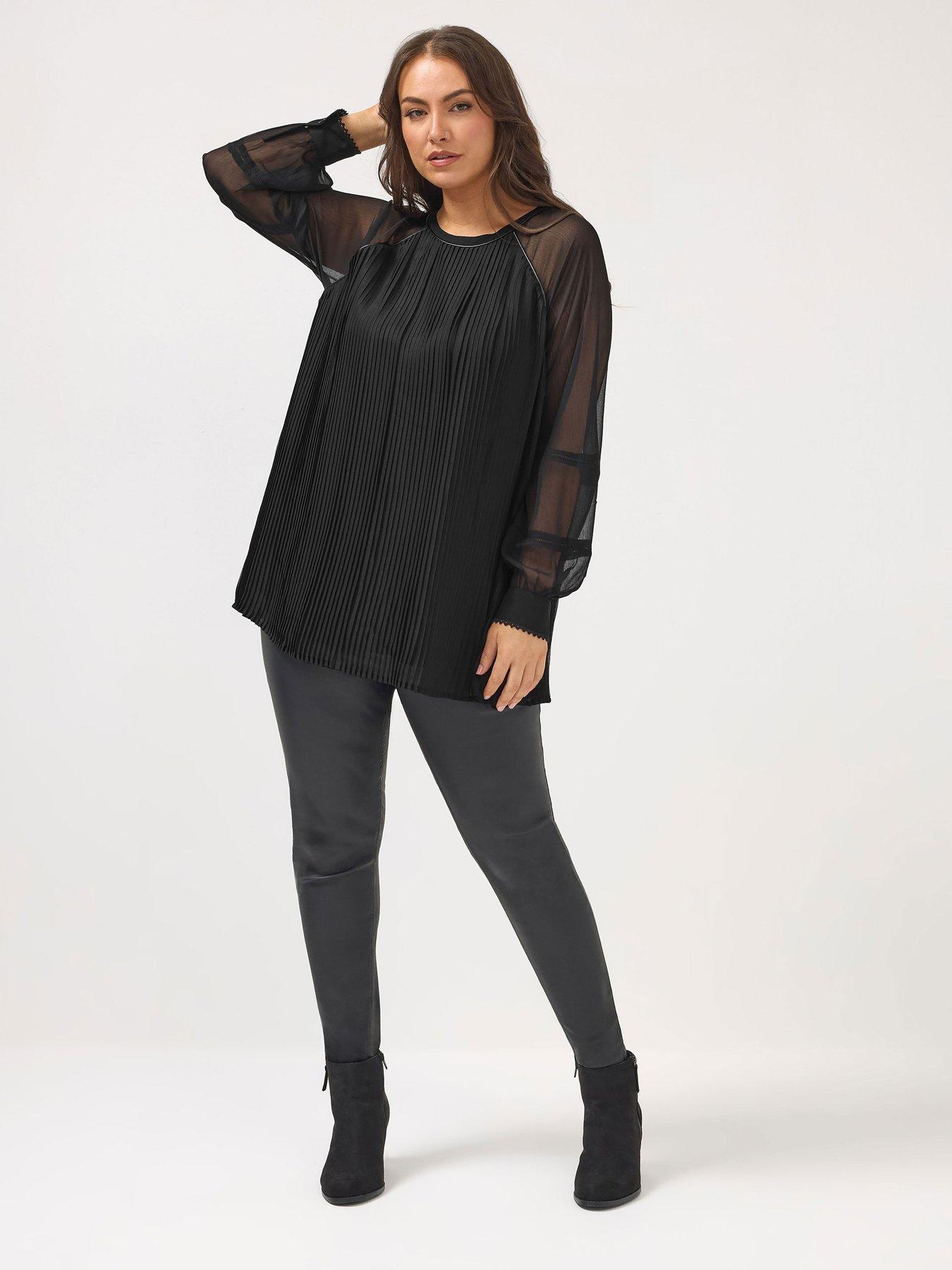 yours-curve-pleated-blouse-blackback