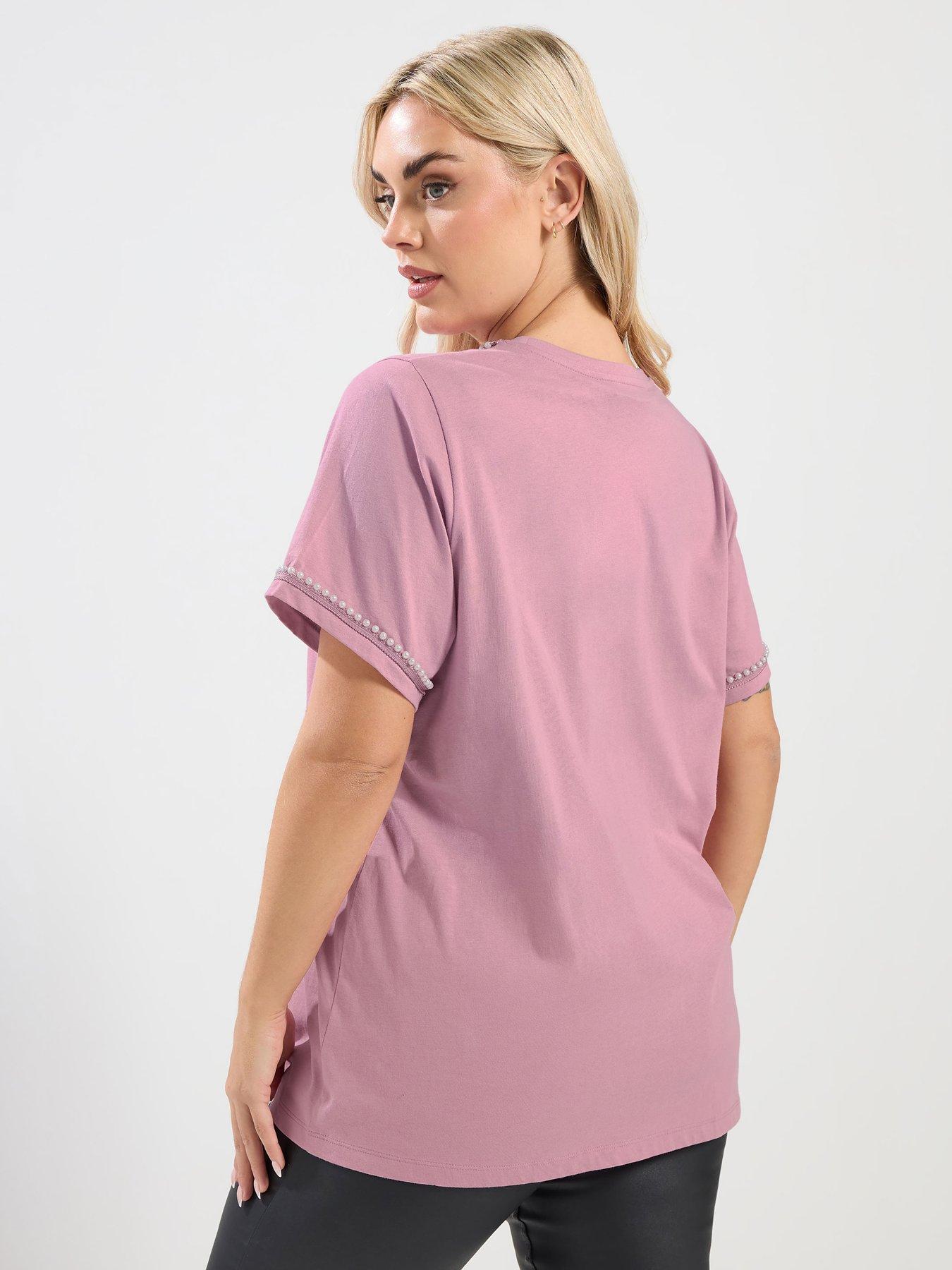 yours-curve-pearl-trim-t-shirt-pinkstillFront