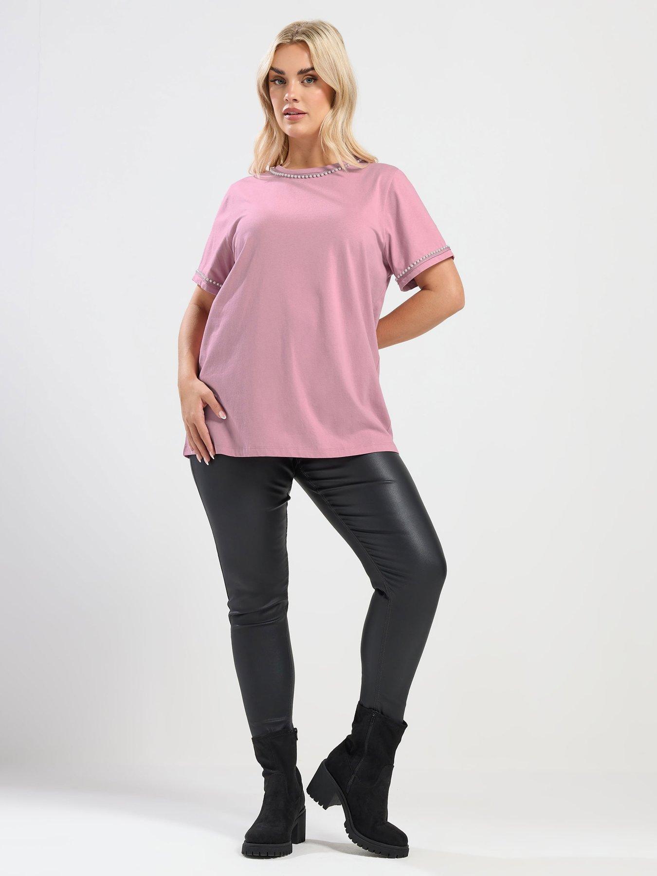 yours-curve-pearl-trim-t-shirt-pinkback