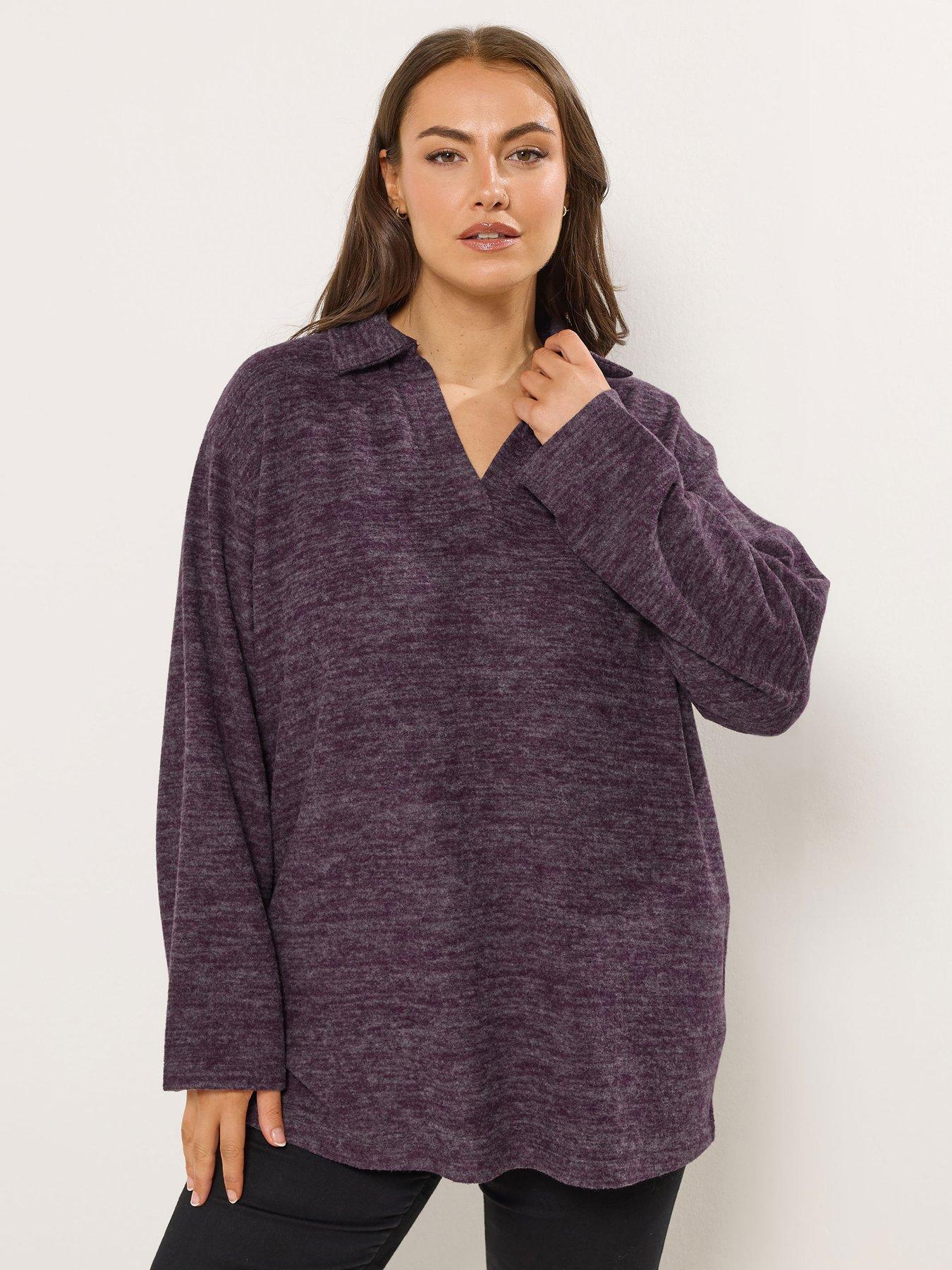Image 1 of 4 of Yours Curve Collared Jumper - Purple