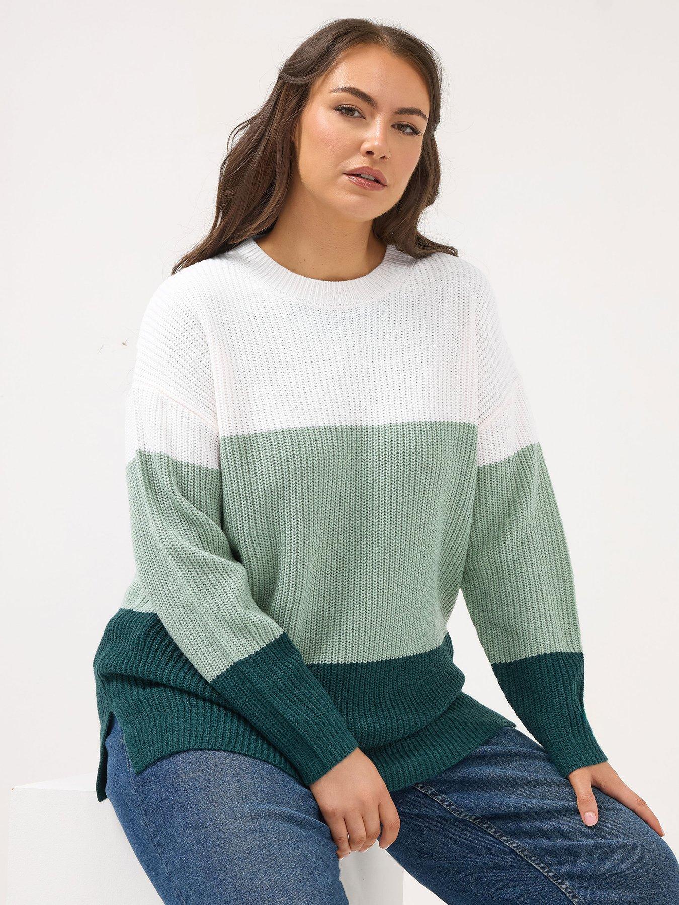 yours-curve-colour-block-jumper-green
