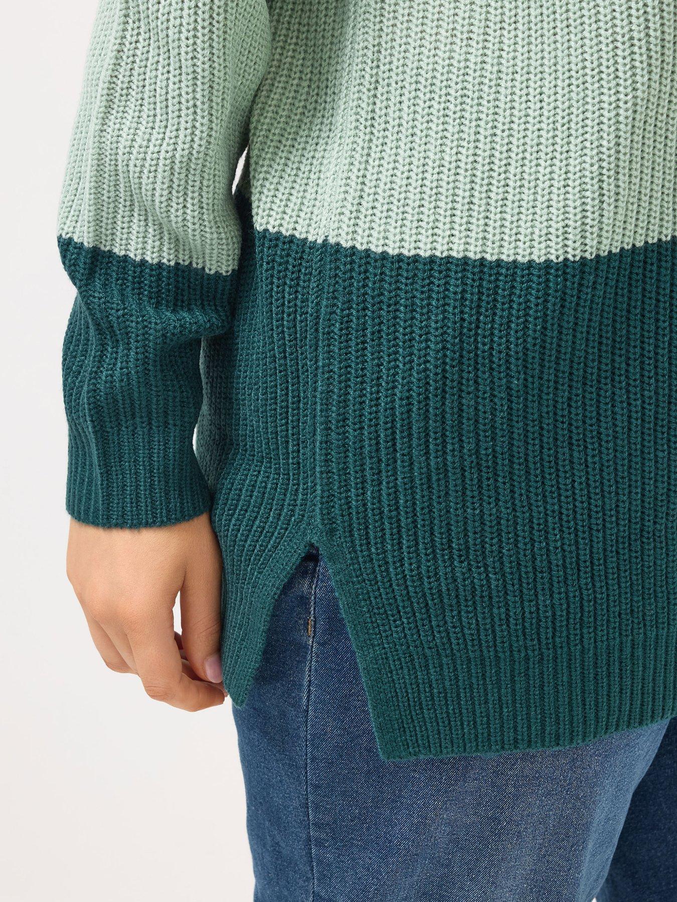 yours-curve-colour-block-jumper-greenoutfit