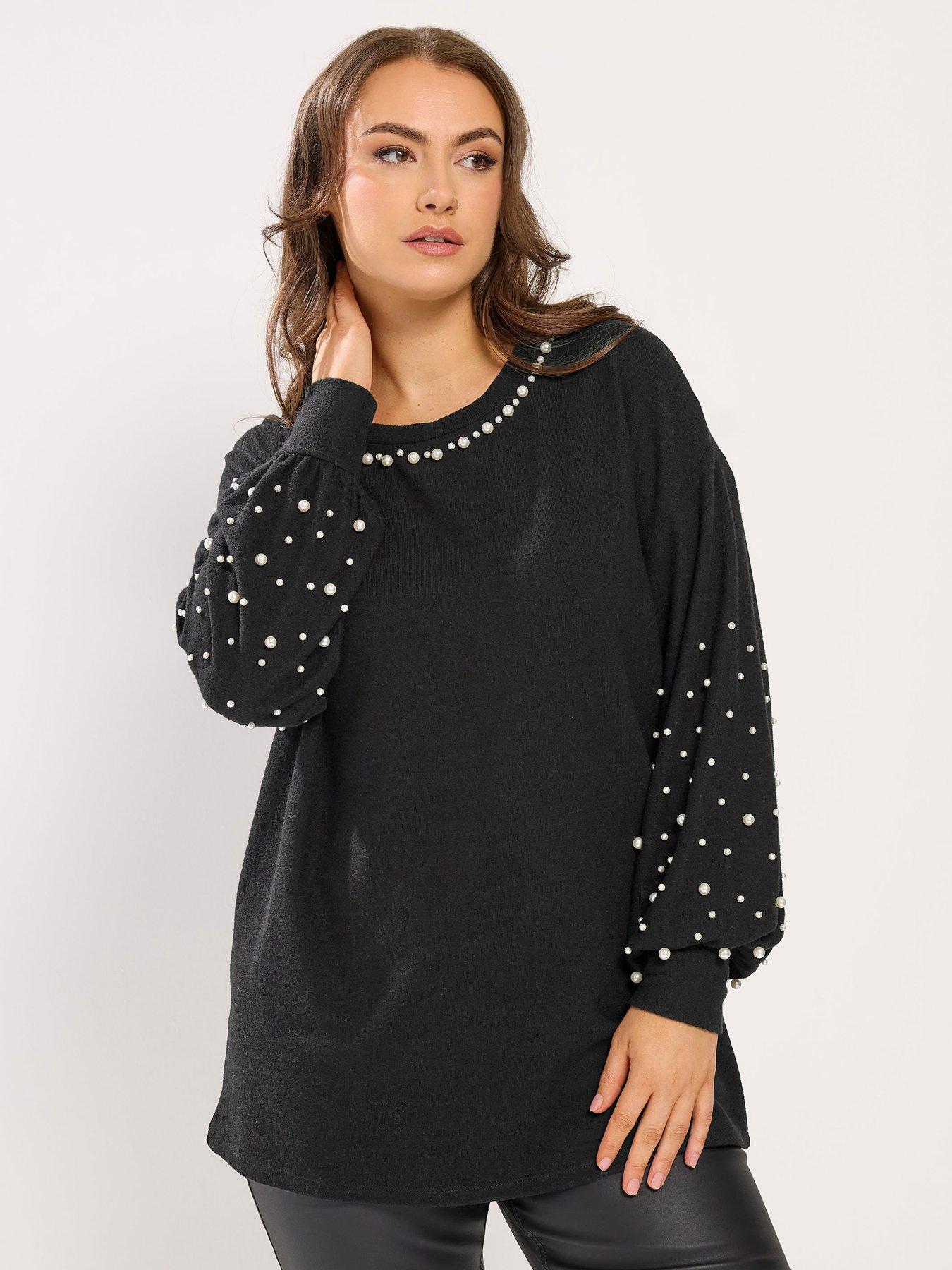 yours-curve-pearl-detail-jumper-black