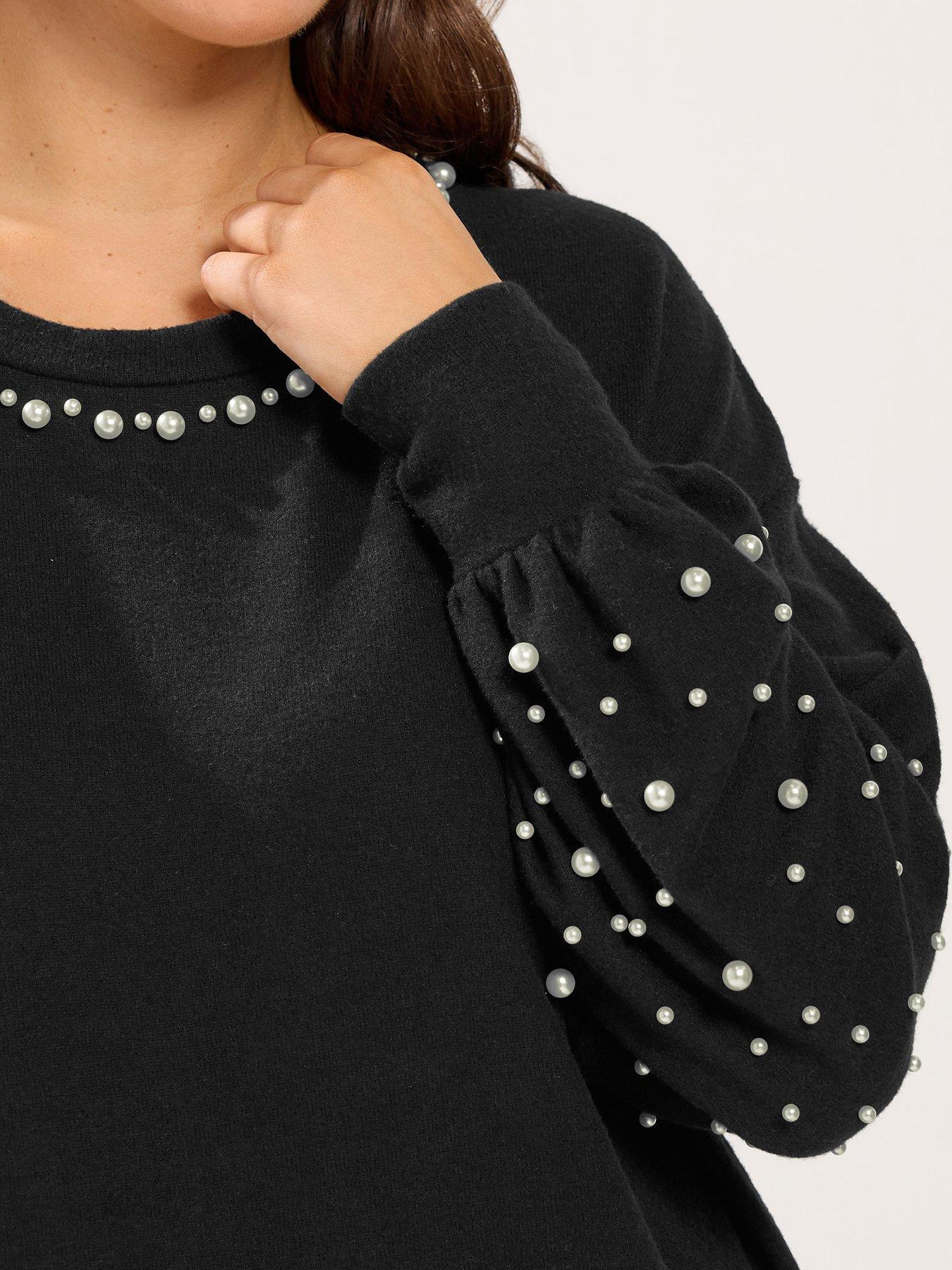yours-curve-pearl-detail-jumper-blackoutfit