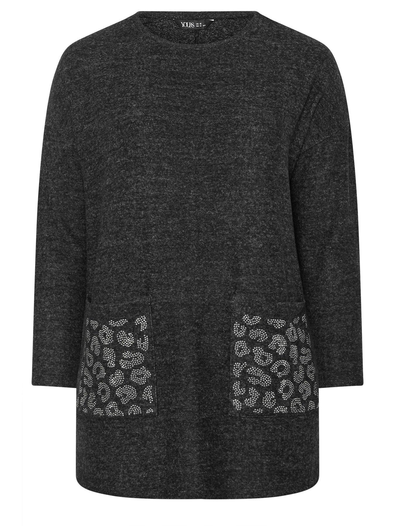 Image 5 of 5 of Yours Curve Leopard Pocket Jumper