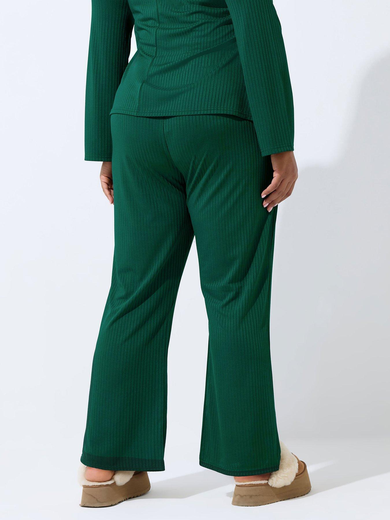 Image 2 of 5 of Yours Curve Rib Wide Leg Trousers