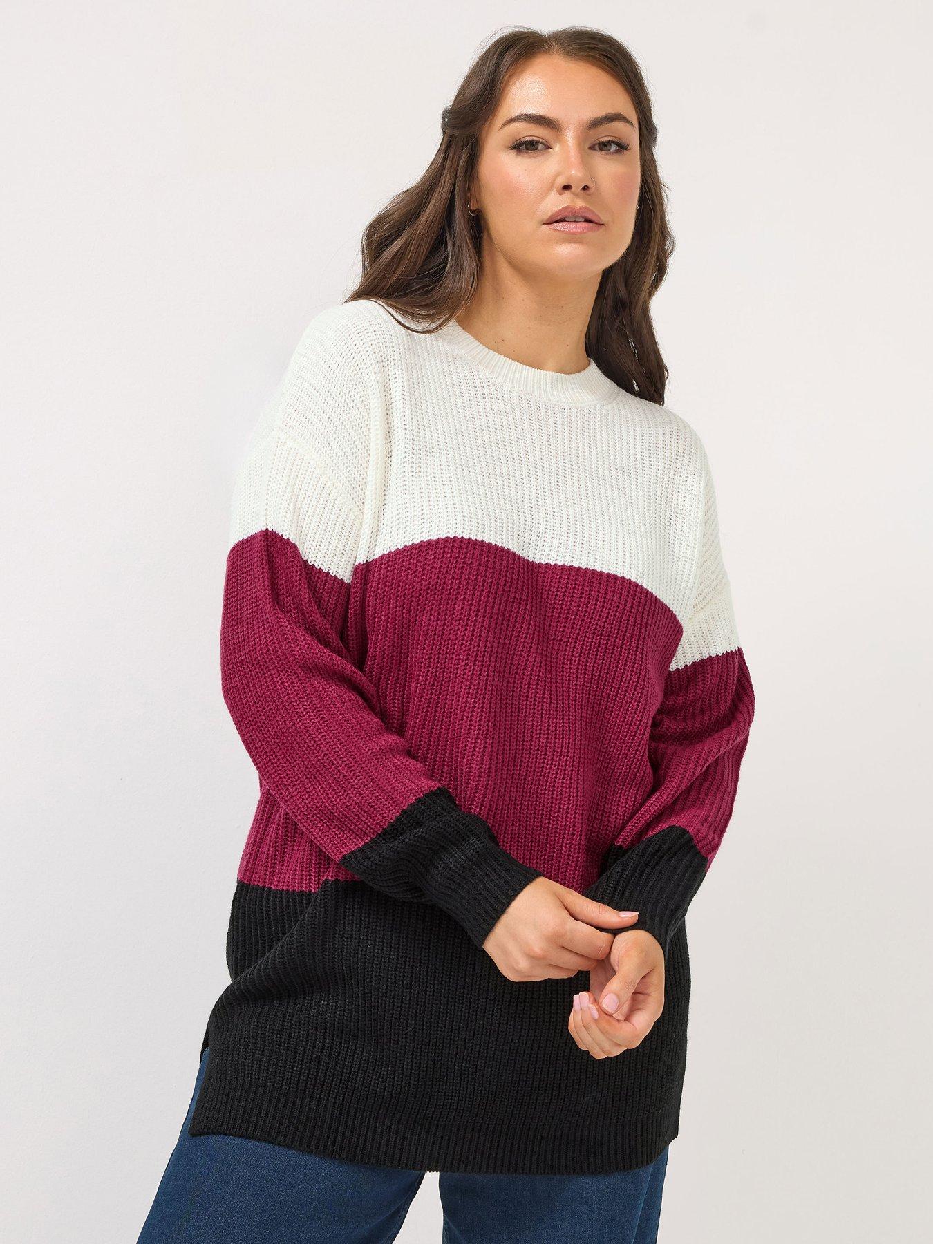 Yours Curve Colour Block Jumper - Red