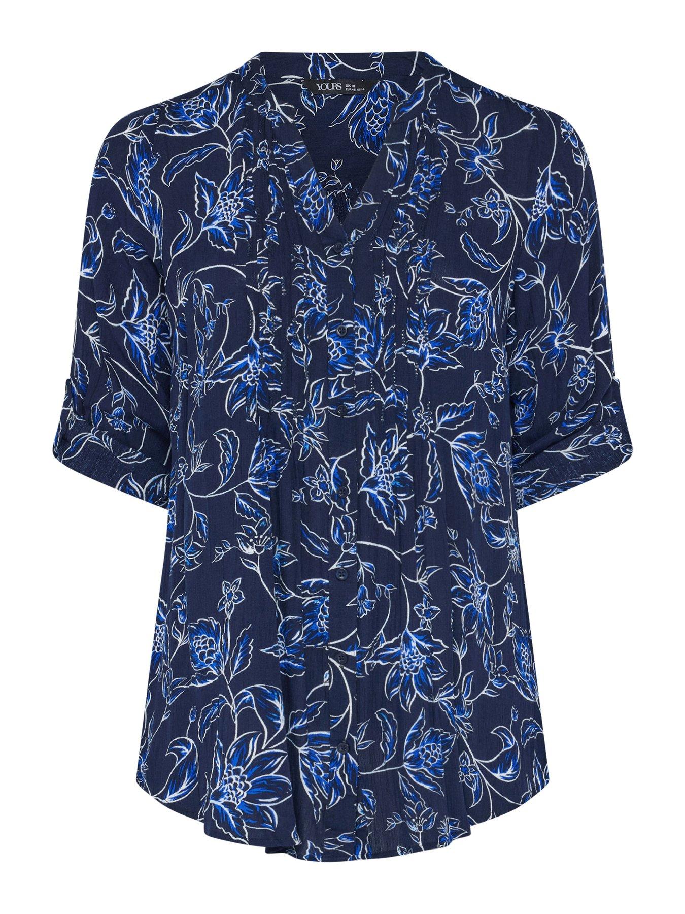 Image 5 of 5 of Yours Curve Pintuck Blouse - Blue