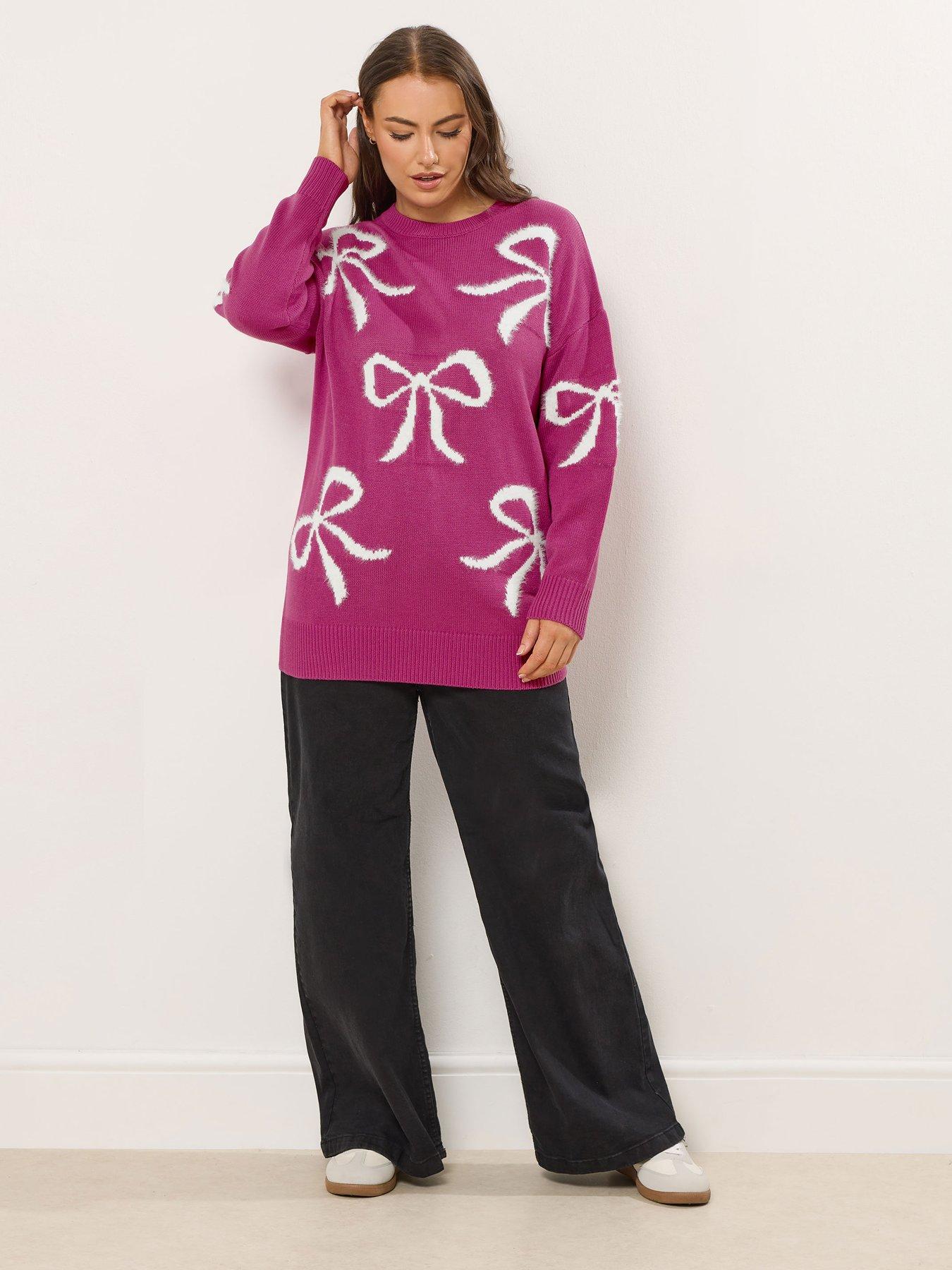 yours-curve-fluffy-bow-jumper-pinkback