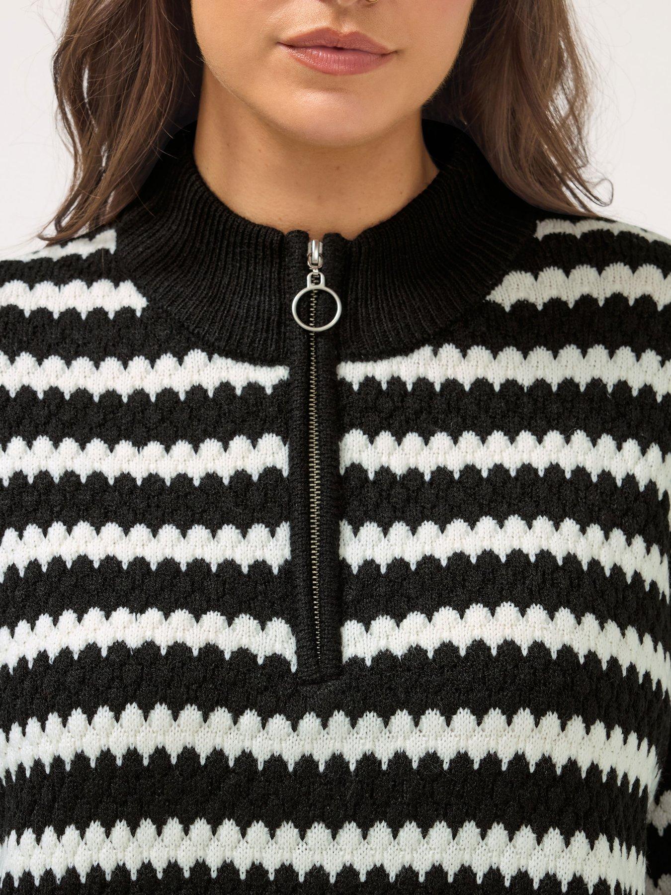 yours-curve-quarter-zip-scallop-stripe-jumper-blackoutfit