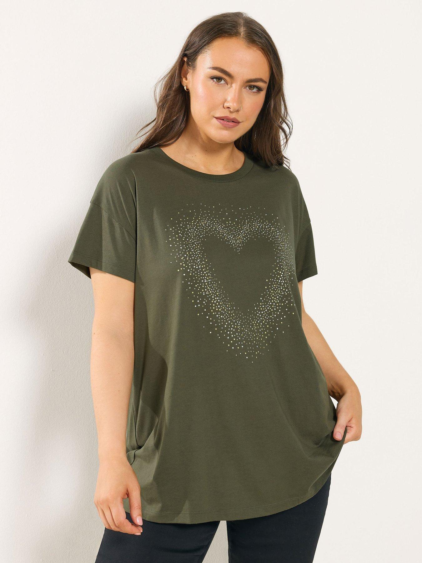 yours-curve-placement-print-core-t-shirt-greenfront