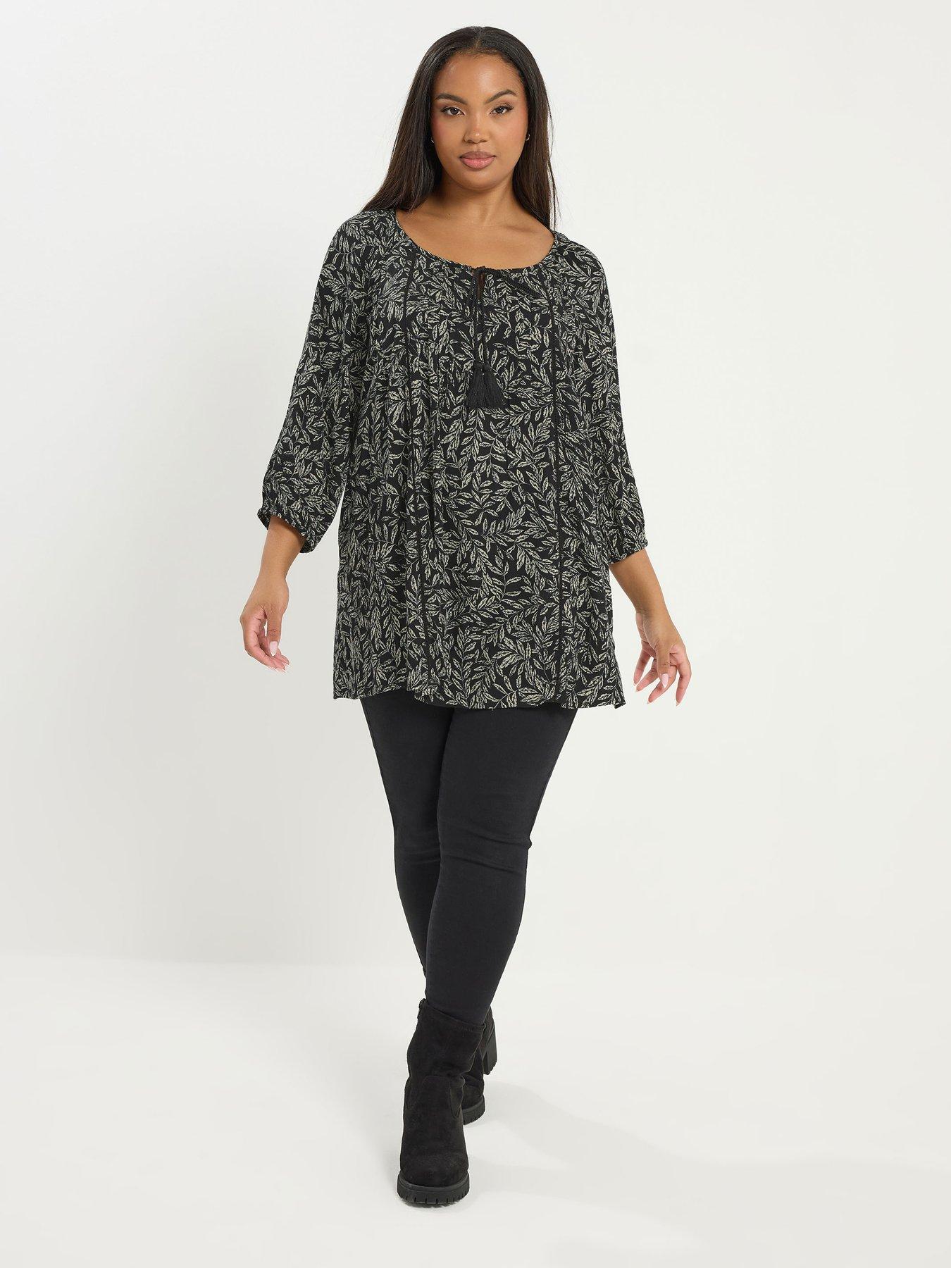 yours-curve-34-sleeve-tie-front-top-blackback