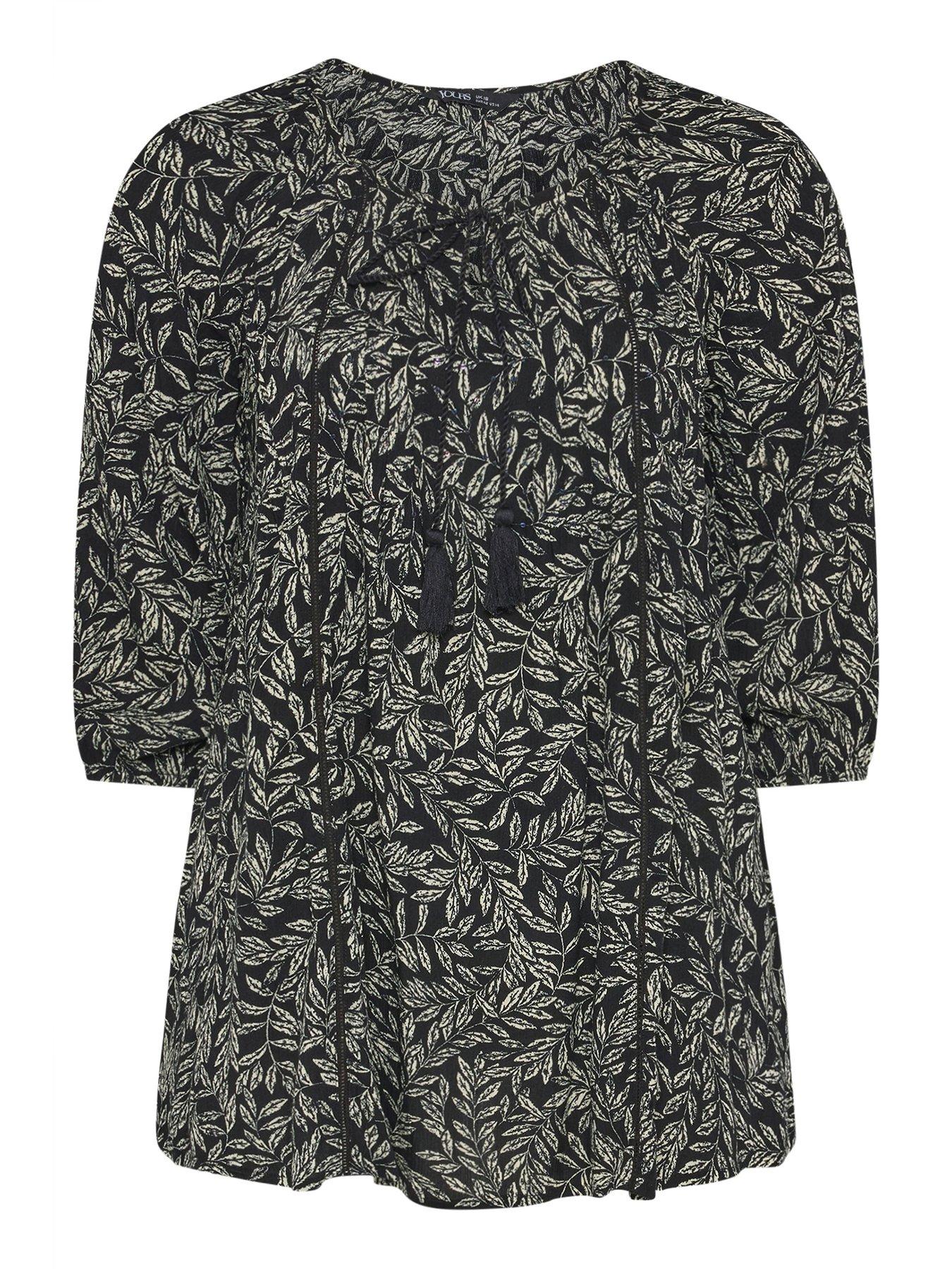 yours-curve-34-sleeve-tie-front-top-blackdetail