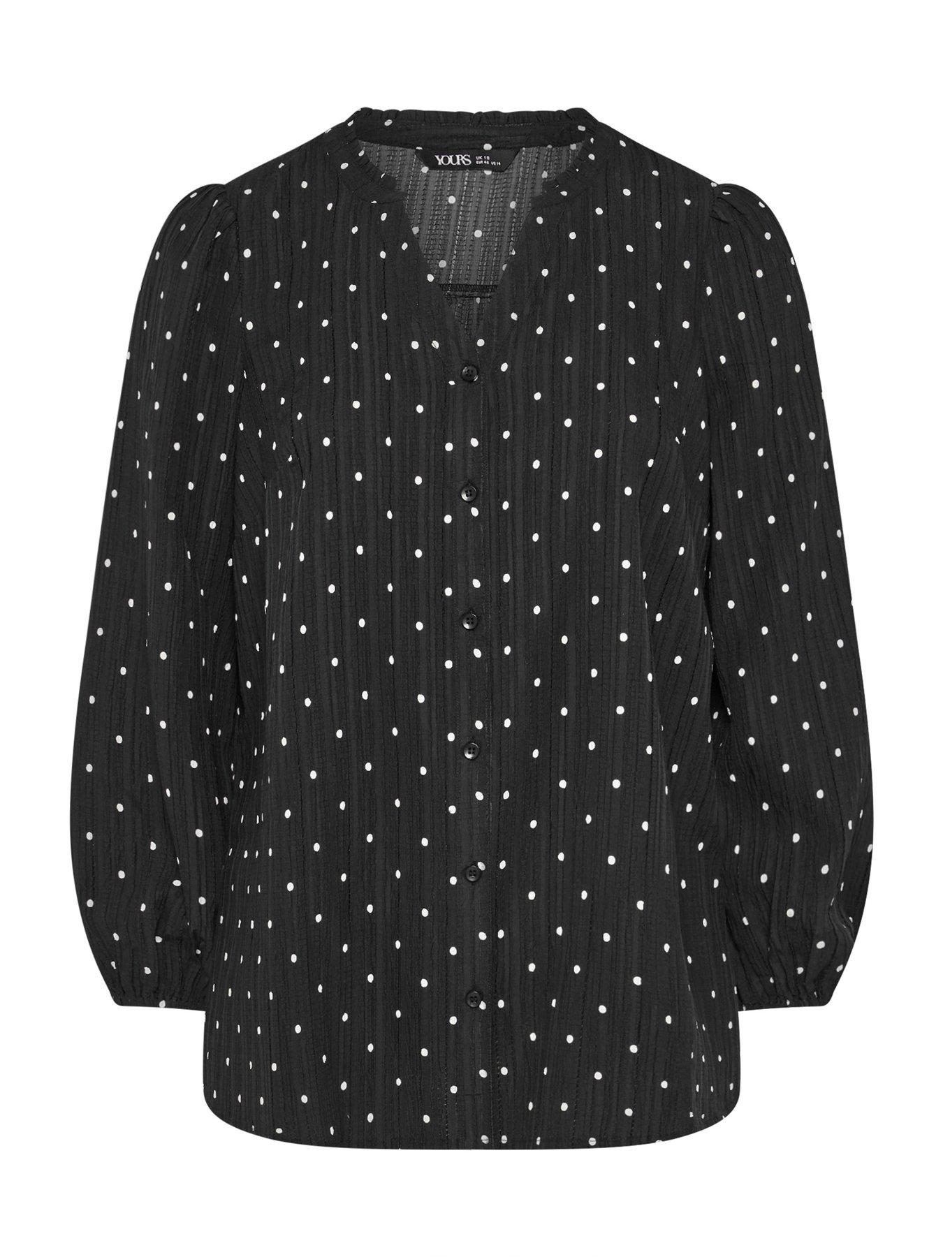 yours-curve-textured-notch-neck-blouse-blackdetail