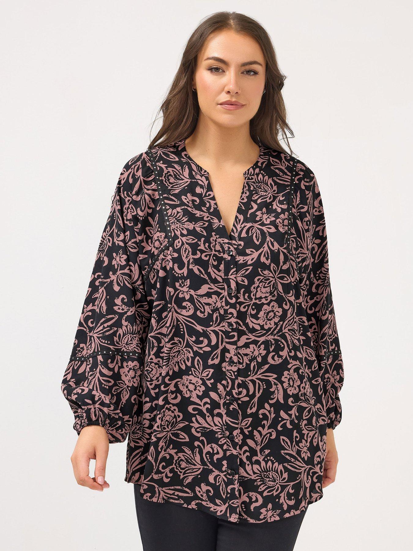 yours-curve-stud-embellished-blouse-blackfront