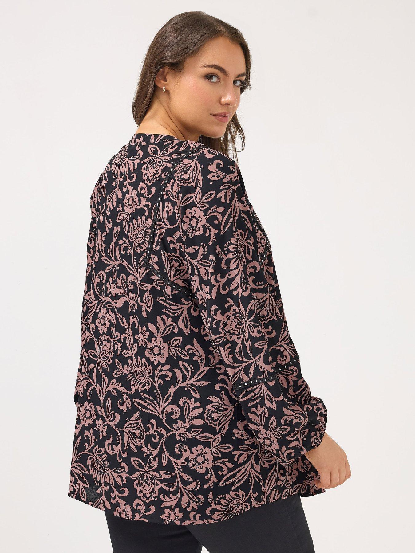 yours-curve-stud-embellished-blouse-blackstillFront