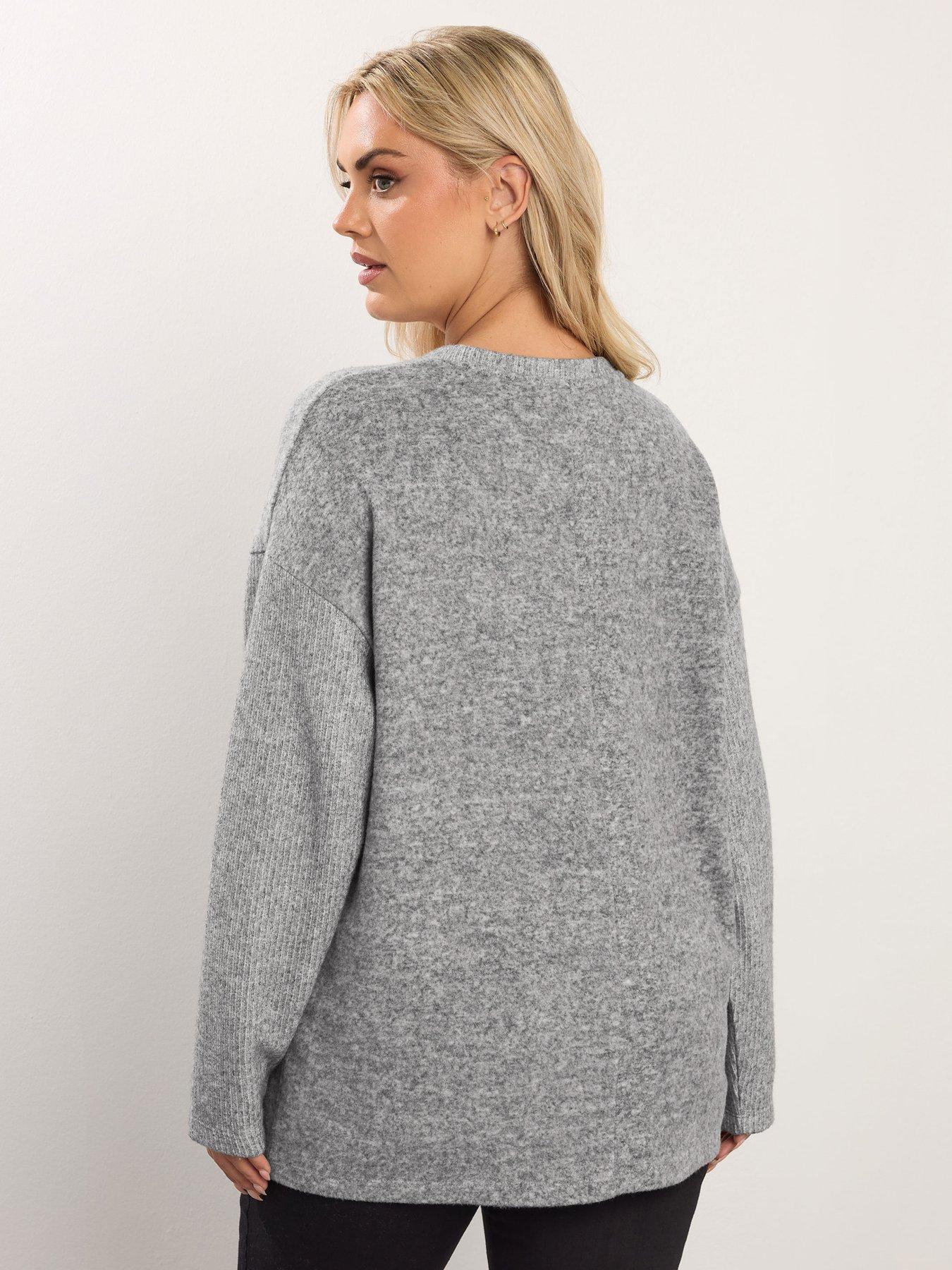 yours-curve-ribbed-jumper-greystillFront