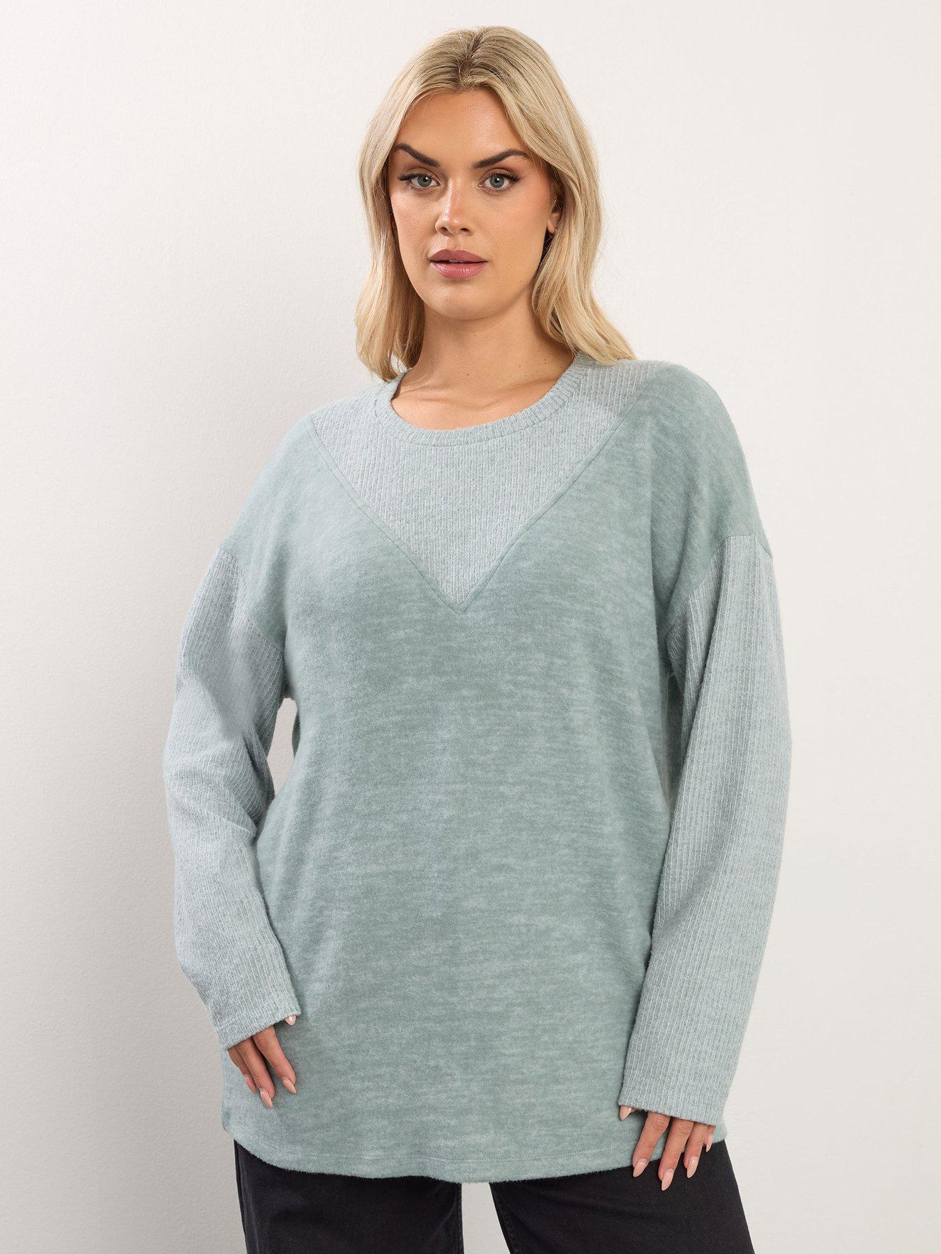 yours-curve-ribbed-jumper-green