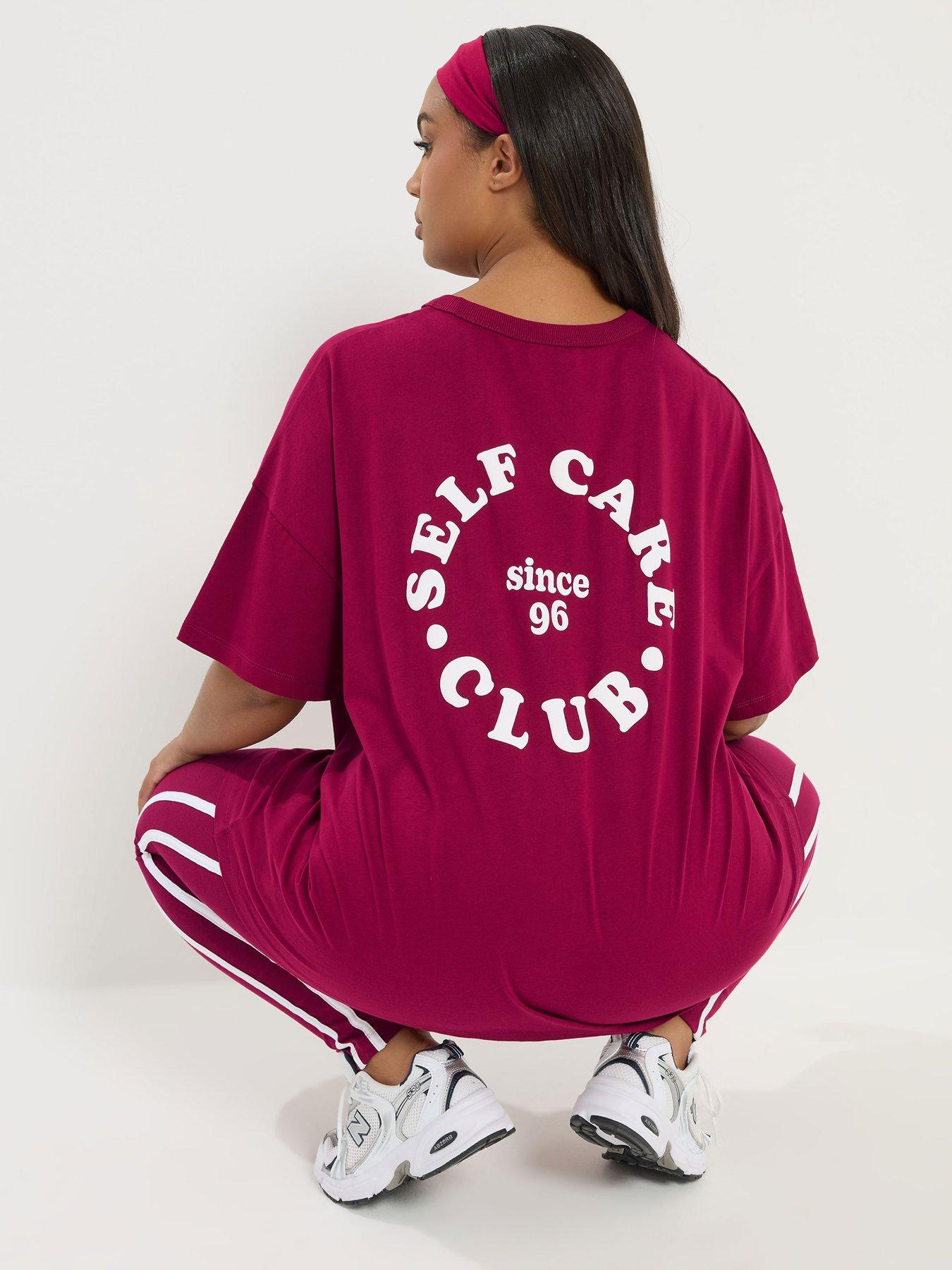 yours-curve-self-care-club-active-t-shirt-redstillFront