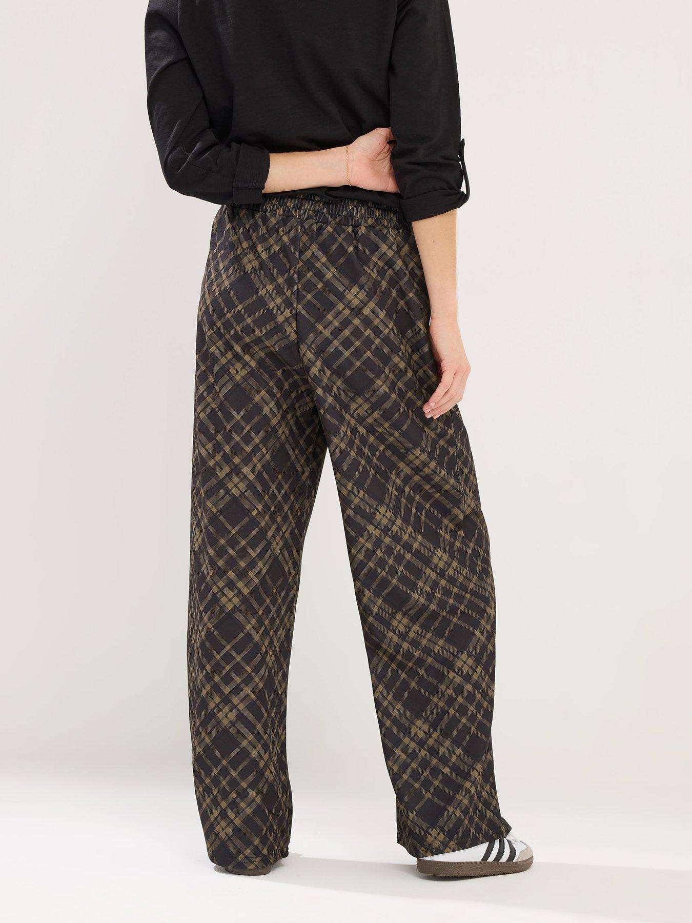pixiegirl-petite-check-scuba-wide-leg-trouser-brownstillFront