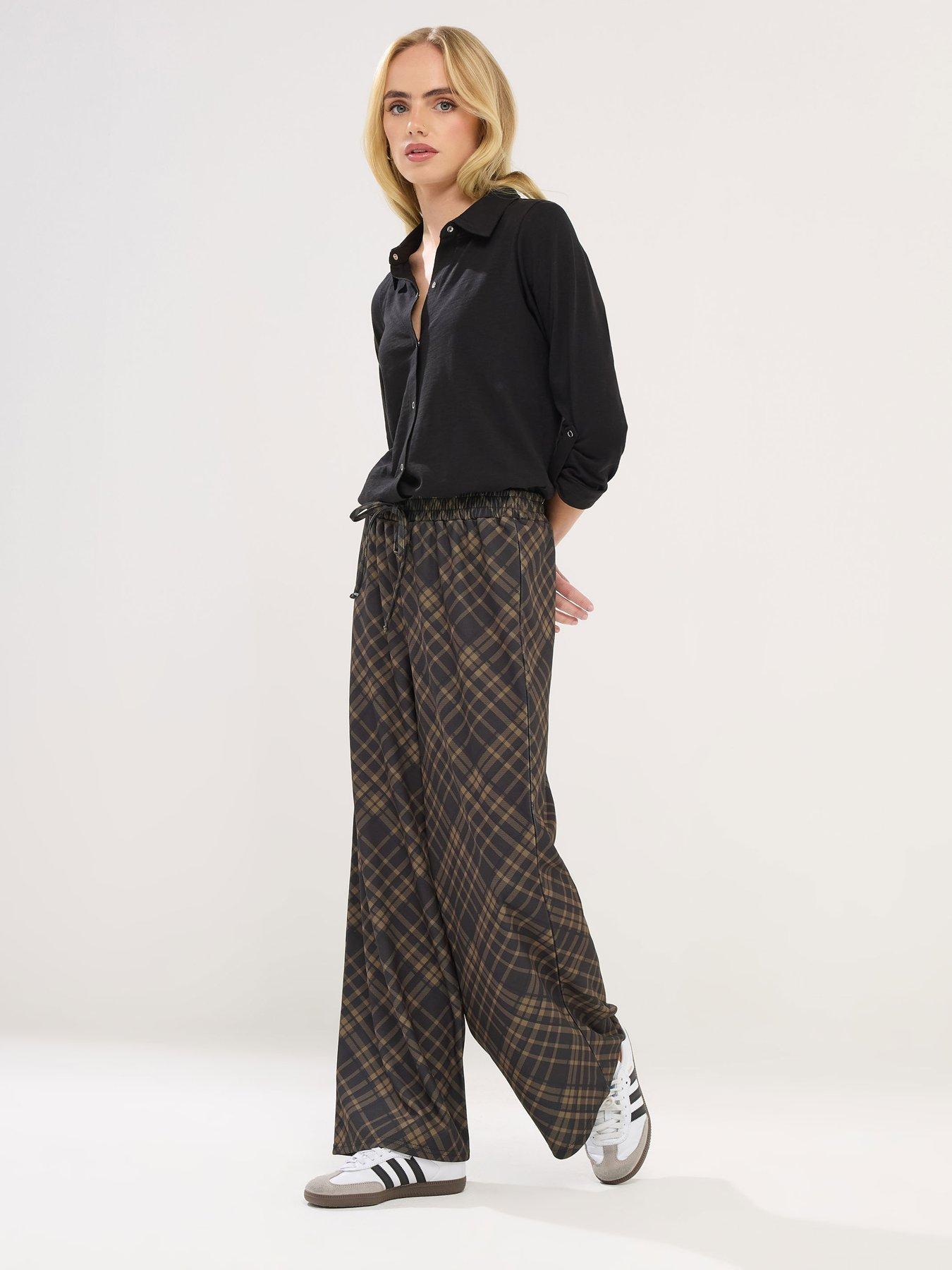 pixiegirl-petite-check-scuba-wide-leg-trouser-brownback