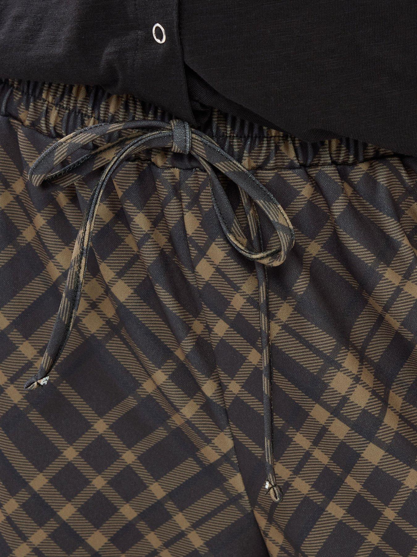 pixiegirl-petite-check-scuba-wide-leg-trouser-brownoutfit