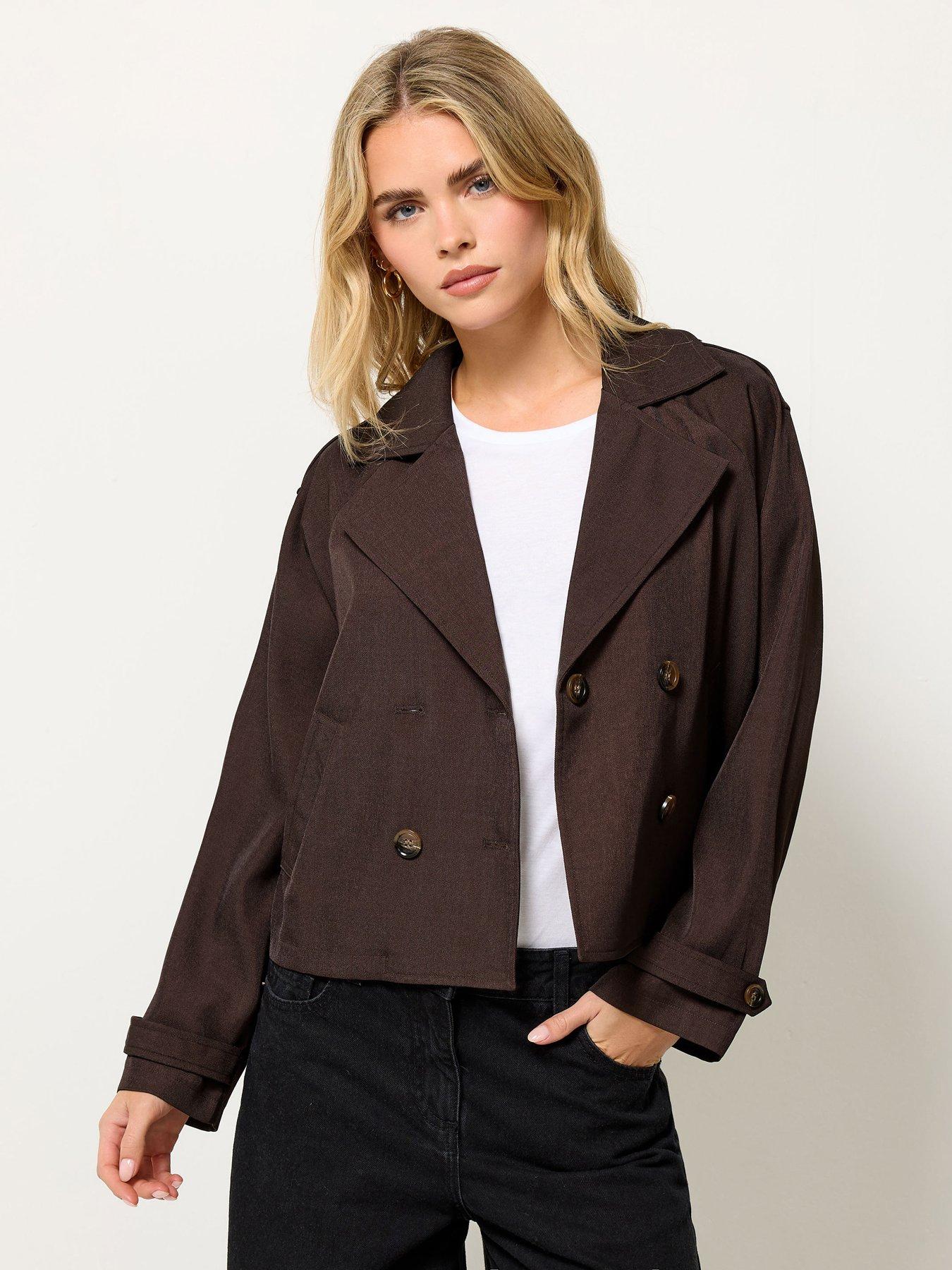 pixiegirl-petite-cropped-trench-coat-brown