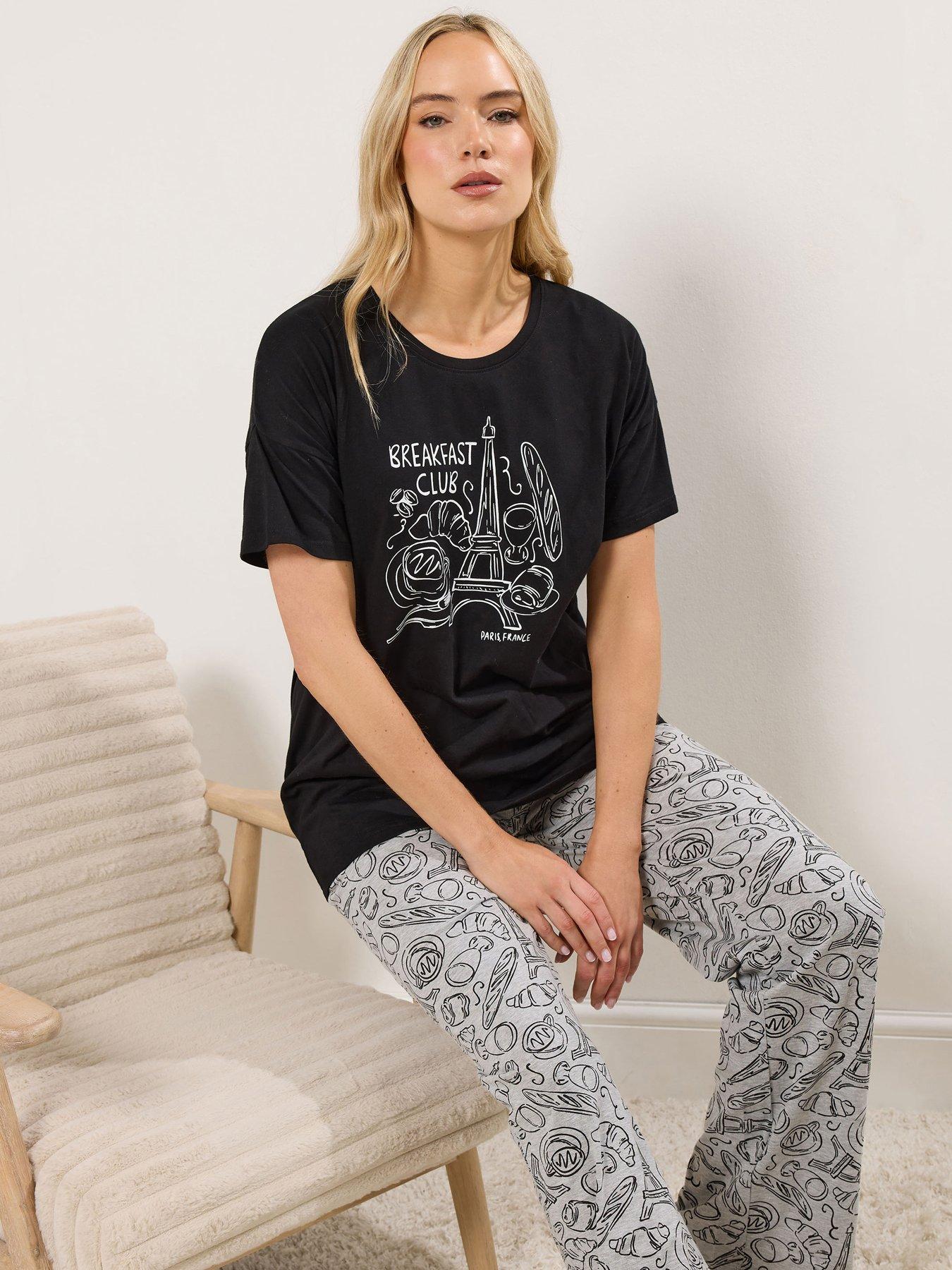 long-tall-sally-tall-breakfast-club-short-sleeve-pyjama-set-blackfront