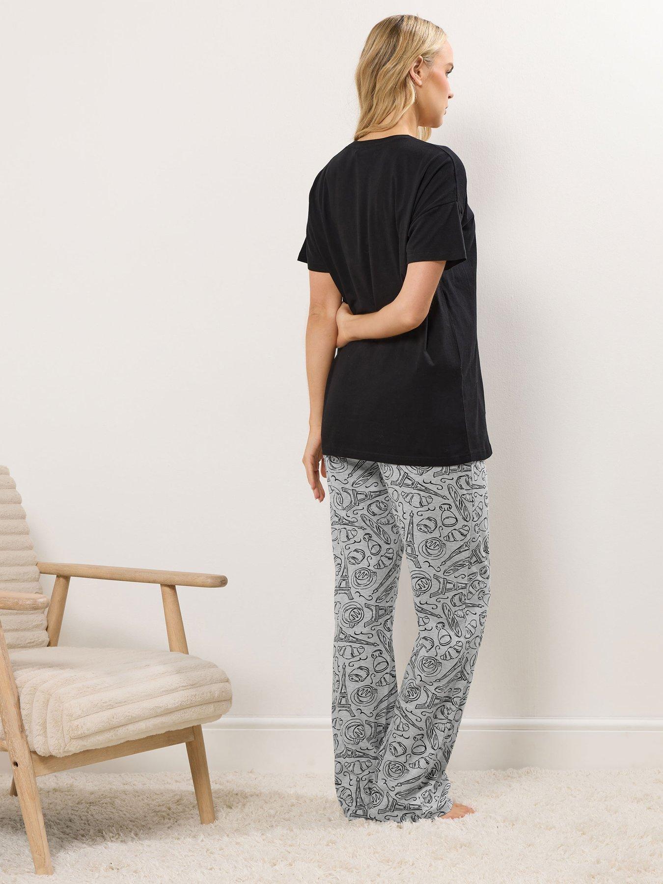 long-tall-sally-tall-breakfast-club-short-sleeve-pyjama-set-blackstillFront