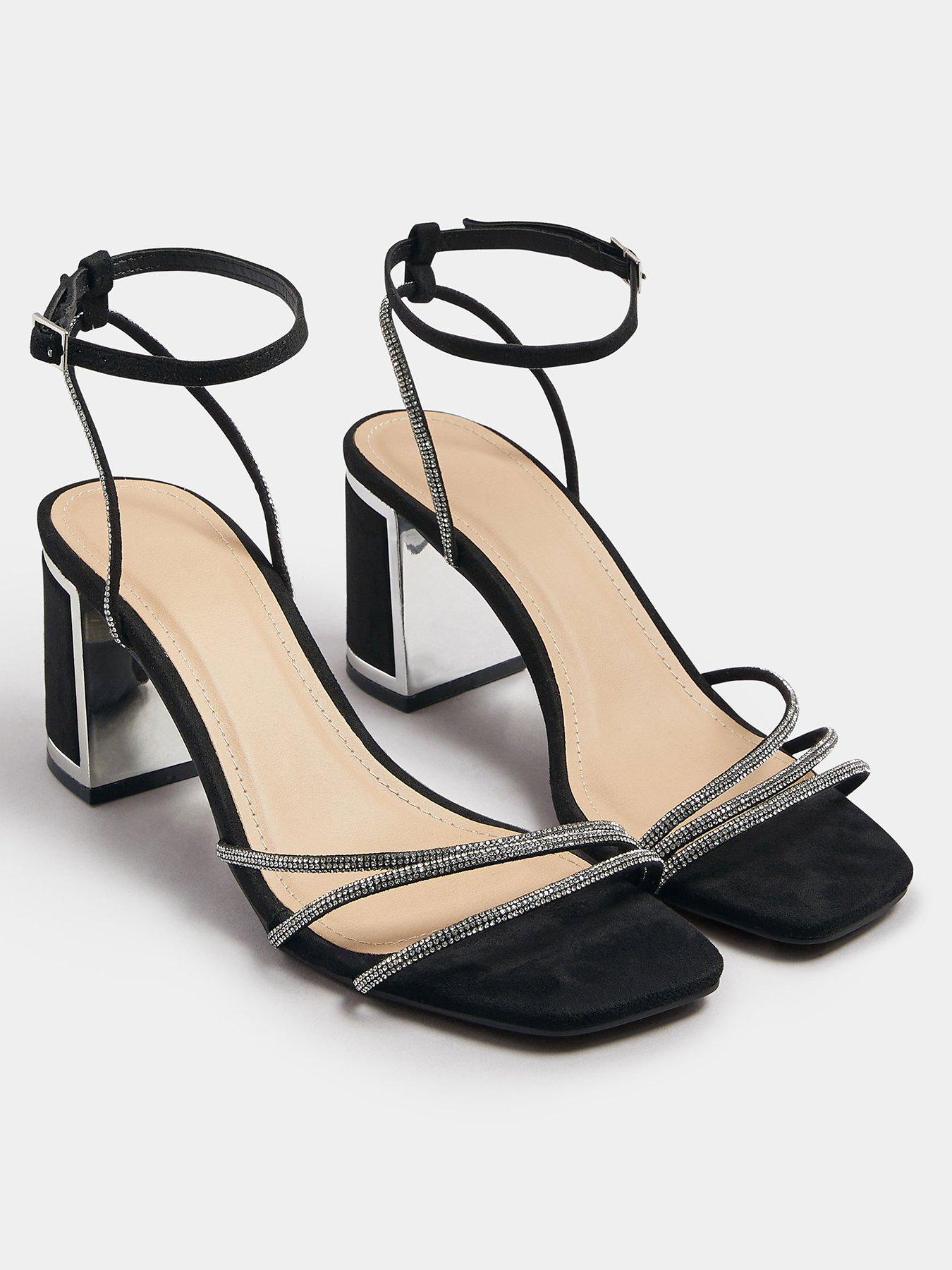 Image 2 of 4 of Yours Standard Fit Asymmetric Glitz Block Heel - Black