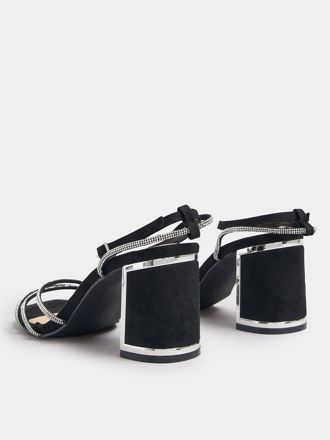 Image 3 of 4 of Yours Standard Fit Asymmetric Glitz Block Heel - Black