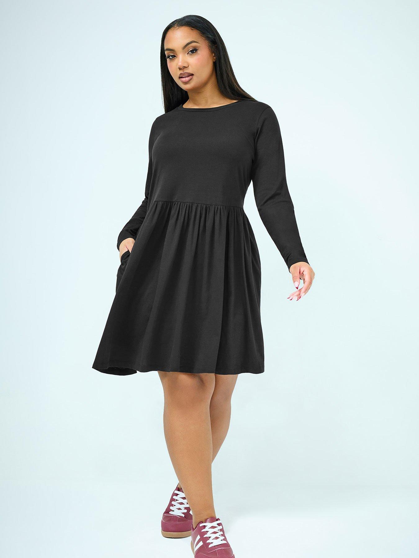 yours-curve-peplum-dress-blackfront