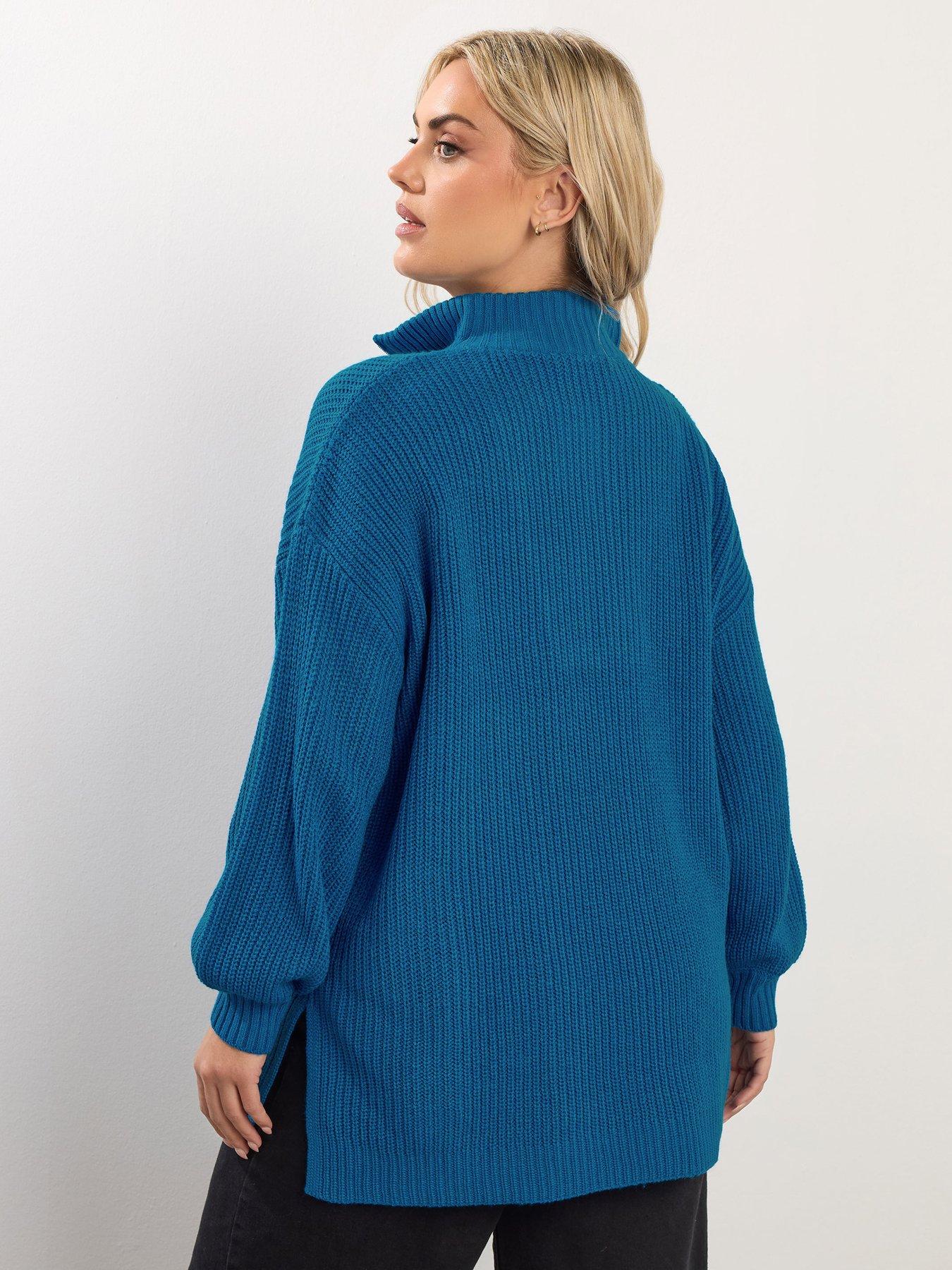 Image 2 of 4 of Yours Curve Quarter Zip Jumper - Blue