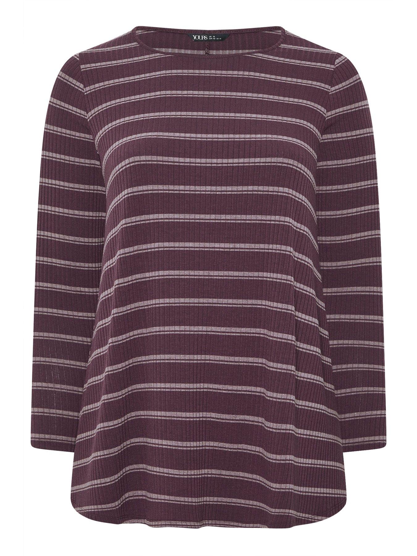 yours-curve-ribbed-swing-stripe-t-shirt-purpledetail