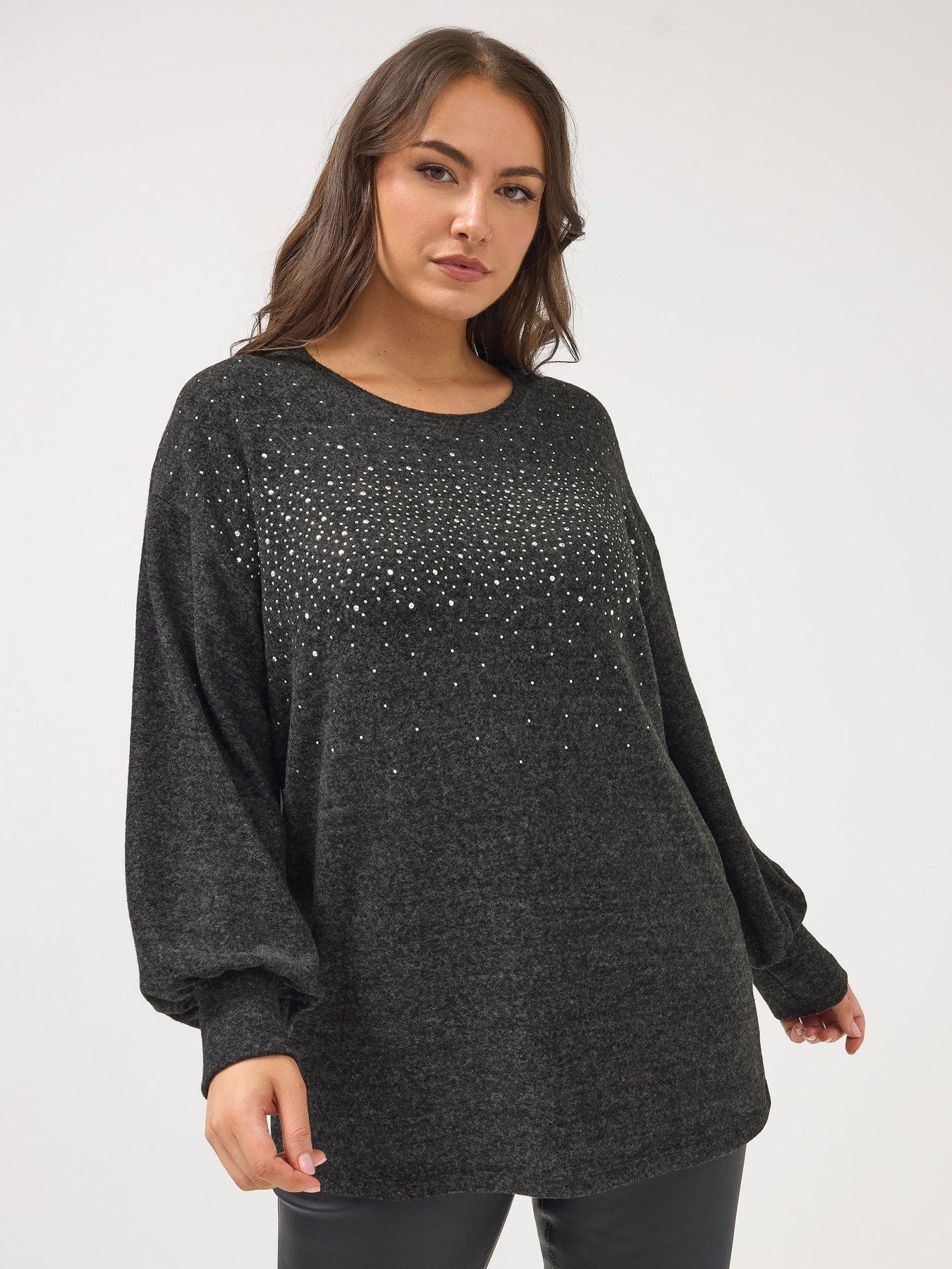 yours-curve-diamante-embellished-jumper-nbsp--grey