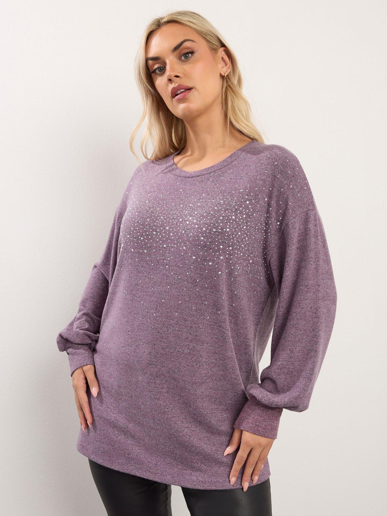 yours-curve-stud-embellished-jumper-pink