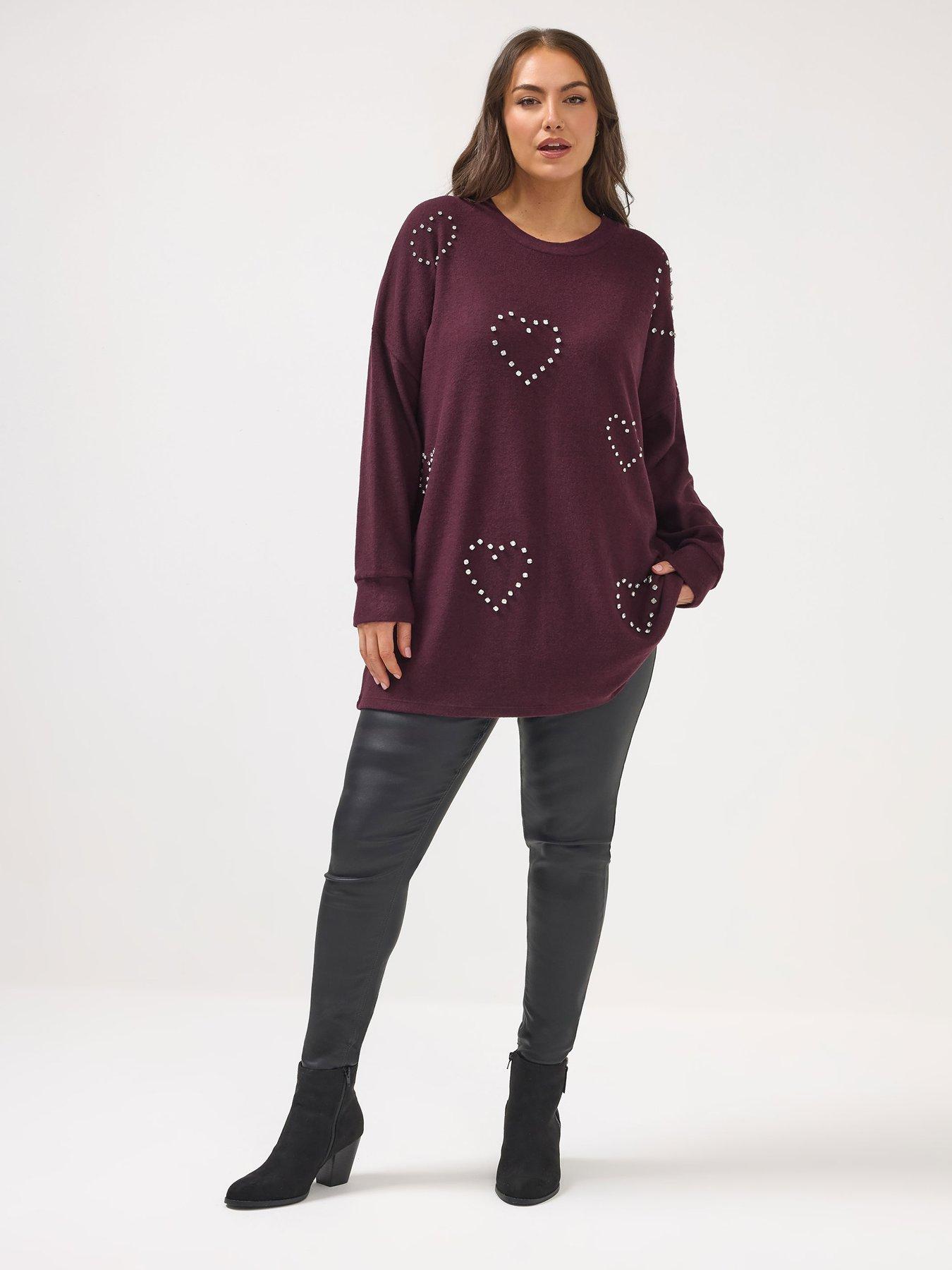 yours-curve-diamante-heart-jumper-purpleback