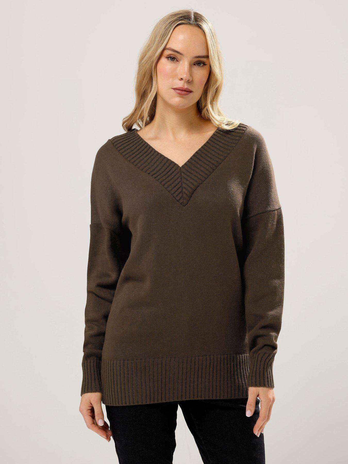 long-tall-sally-v-neck-jumper-brown