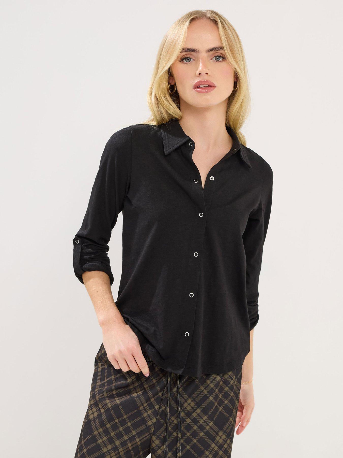 pixiegirl-petite-turn-back-cuff-shirt-blackfront