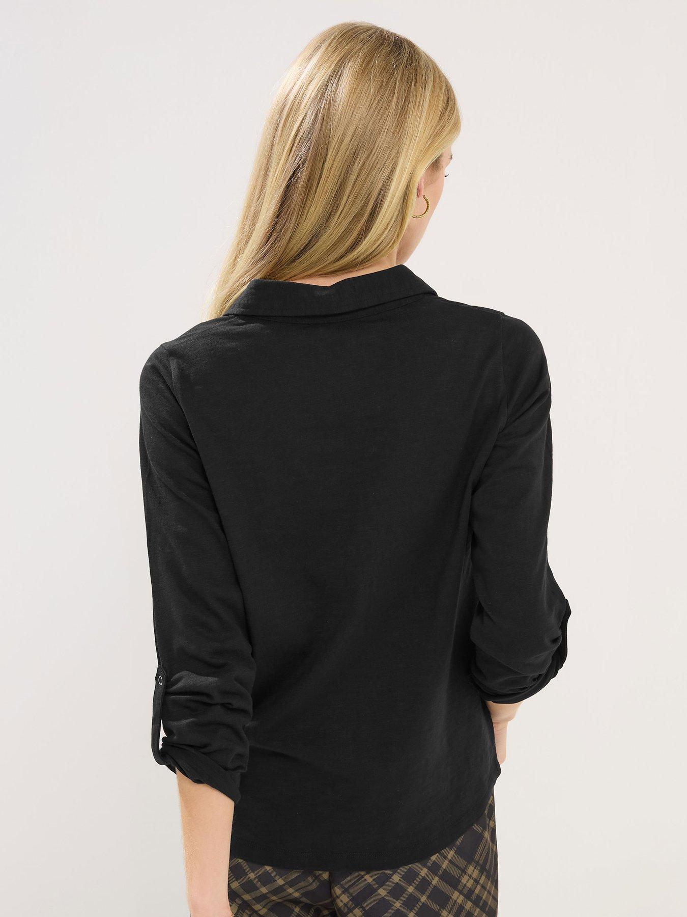 pixiegirl-petite-turn-back-cuff-shirt-blackstillFront