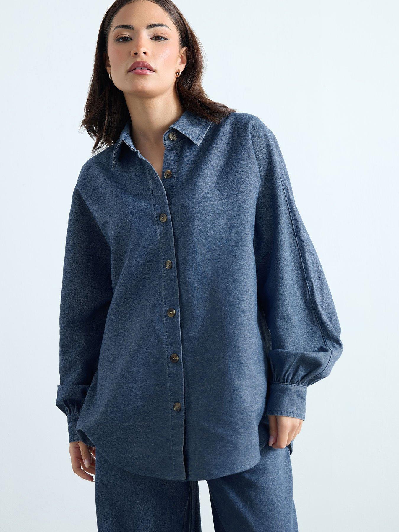 PixieGirl Petite Oversized Denim Shirt