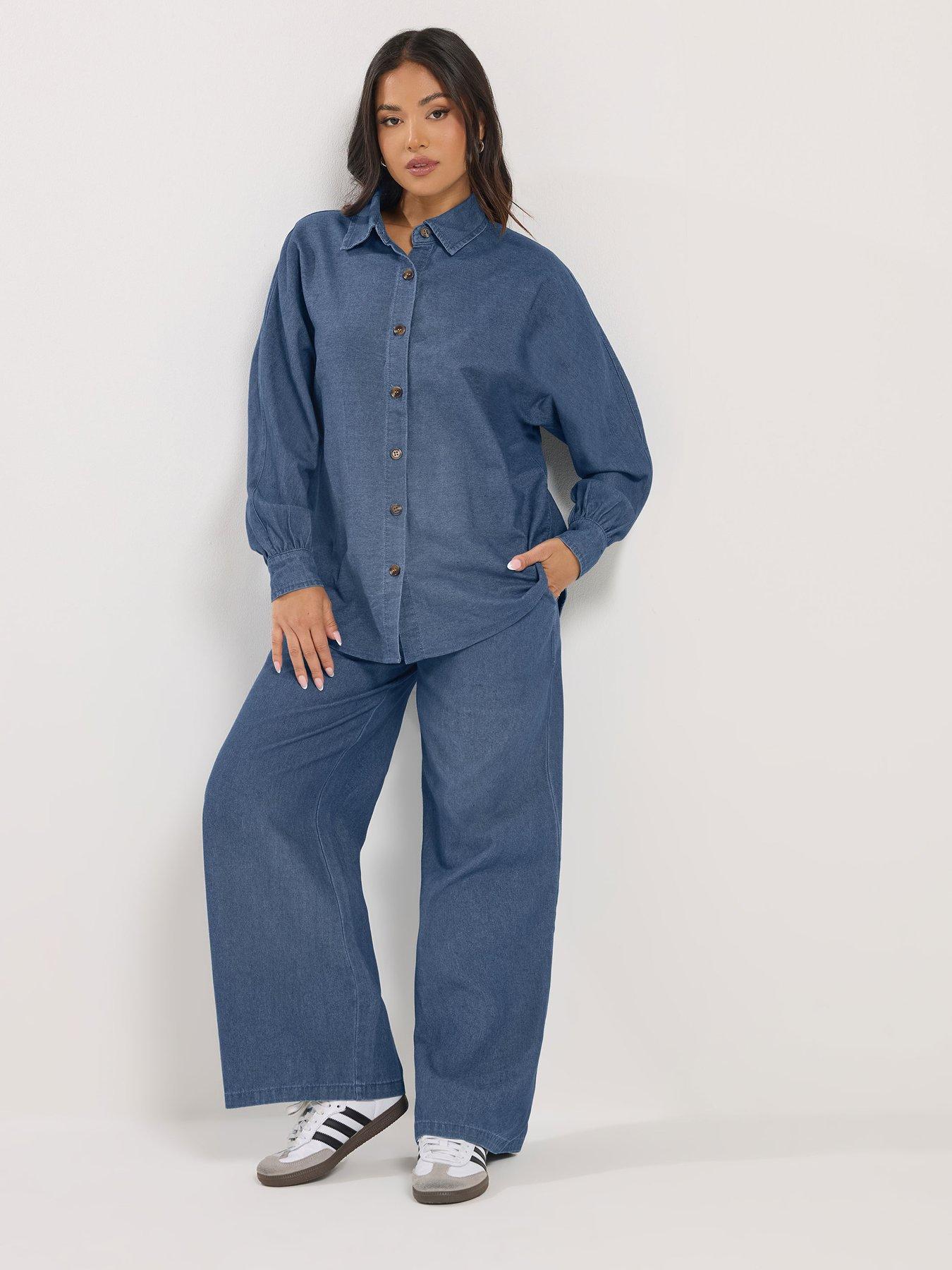 Image 3 of 5 of PixieGirl Petite Oversized Denim Shirt