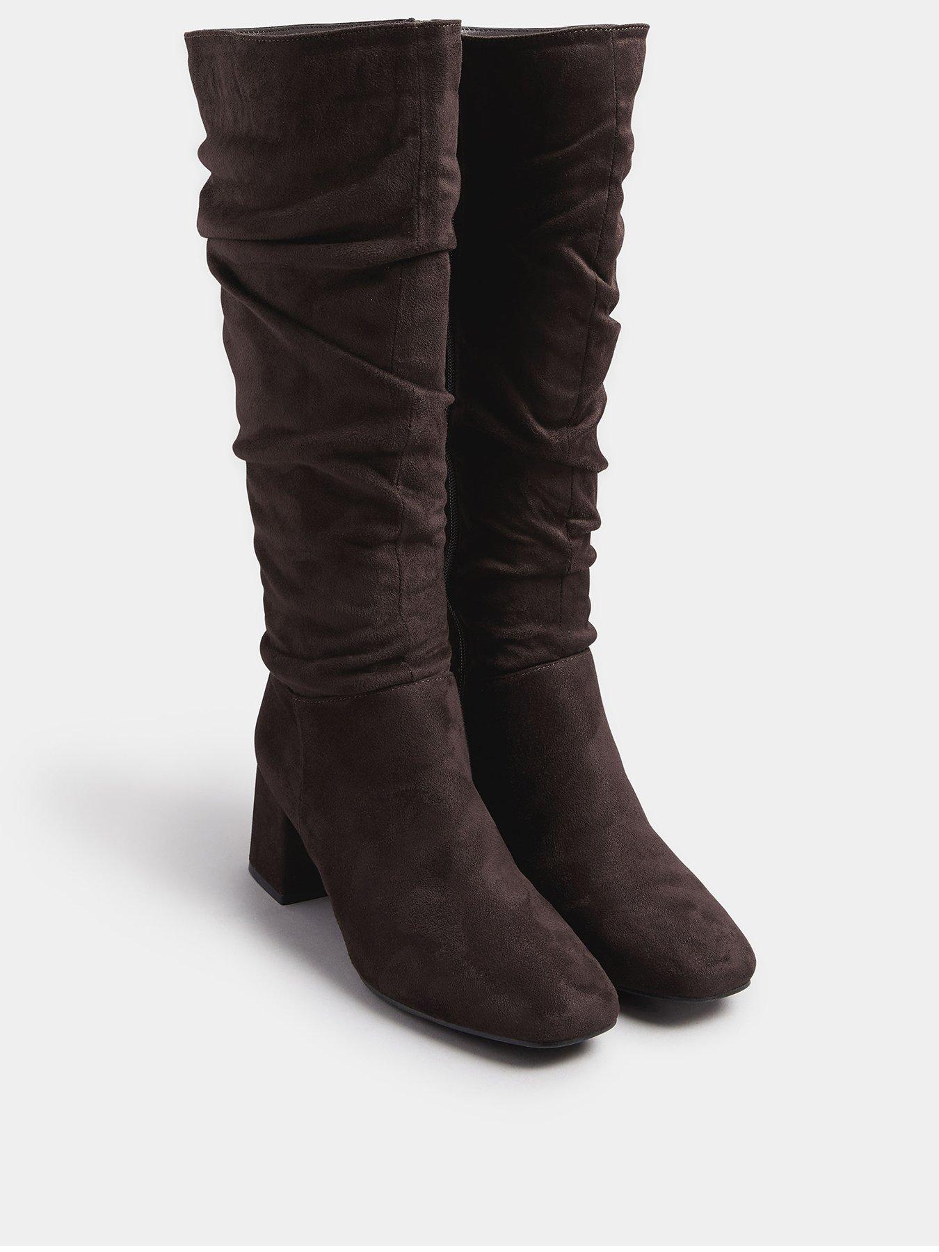 yours-standard-fit-ruched-knee-high-boot-brownstillFront