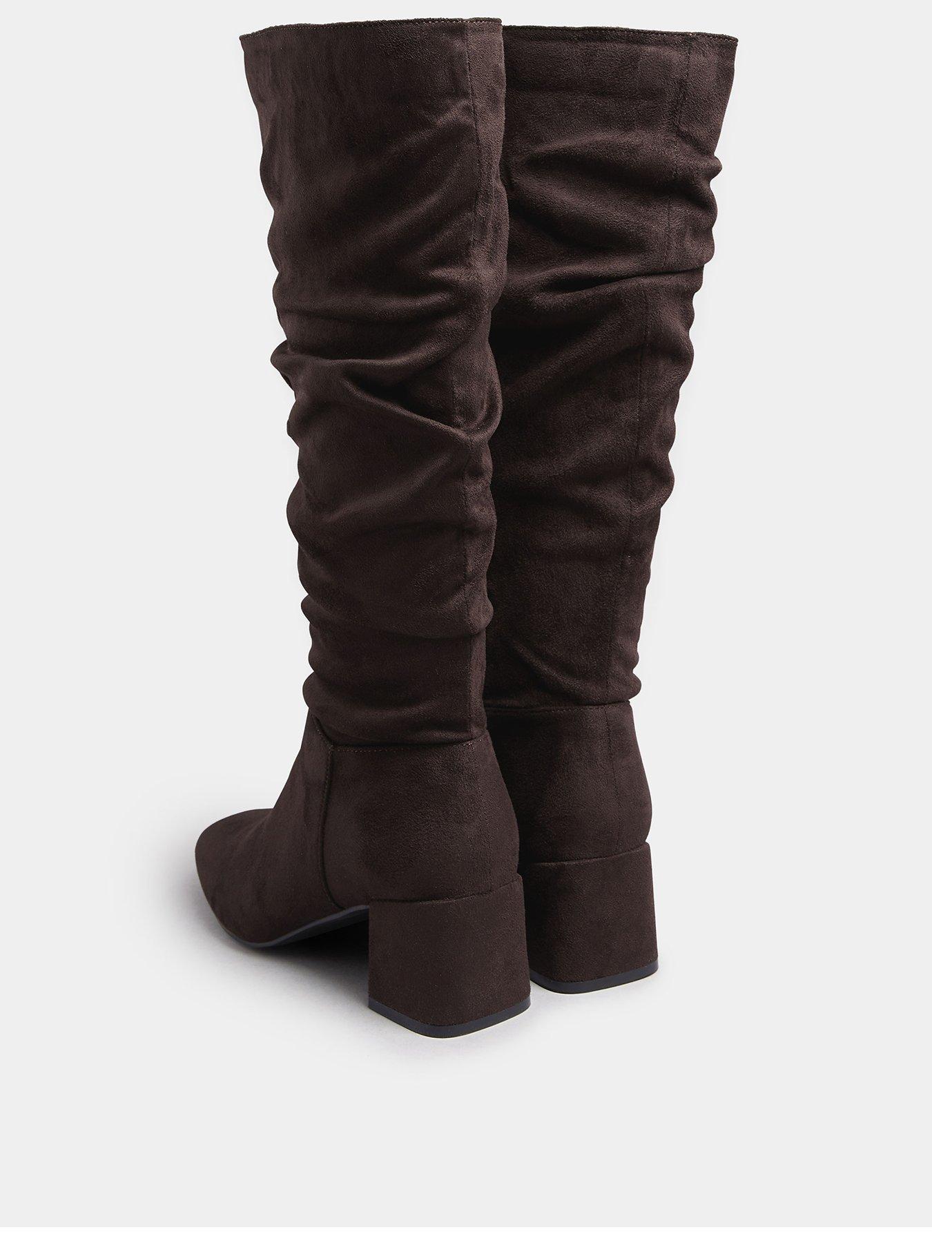 yours-standard-fit-ruched-knee-high-boot-brownback