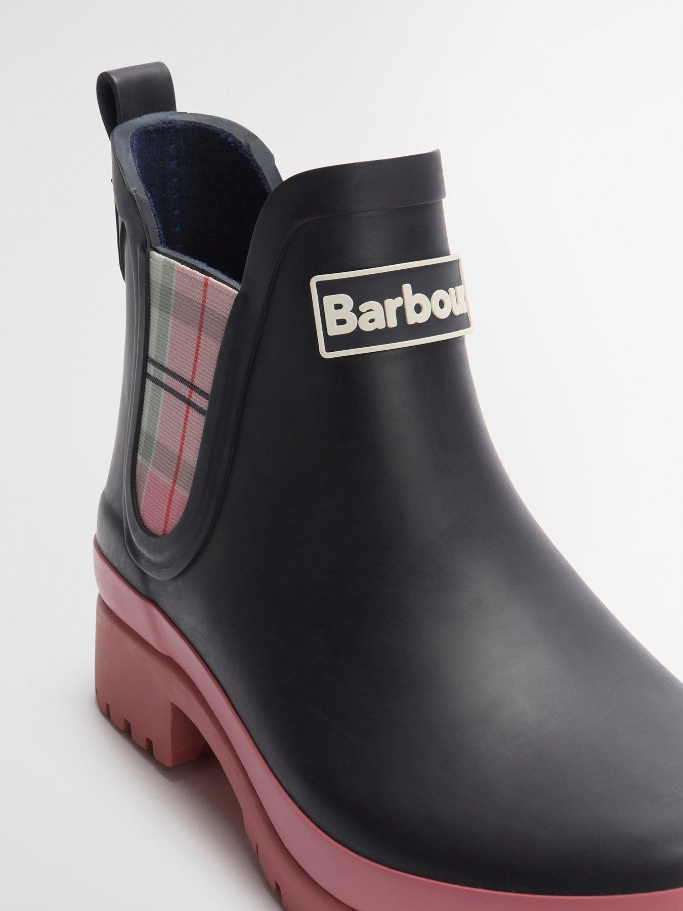 Image 3 of 3 of Barbour Mallow Chelsea Welly - Navy/cherry Blossom