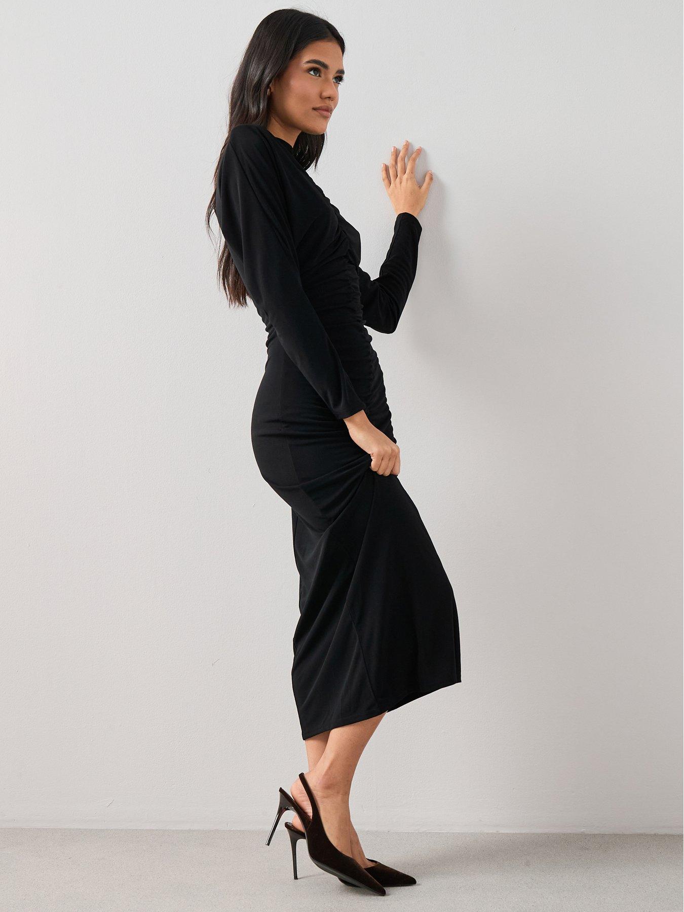 the-very-collection-ruched-front-midi-dress-blackdetail