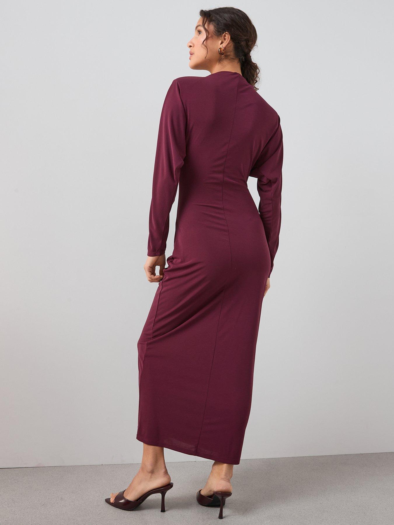 the-very-collection-ruched-front-midi-dress-burgundystillFront
