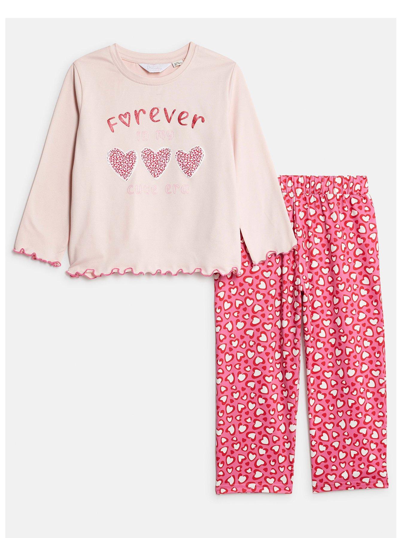 River Island Mini Mini Girls Heart Leopard Pyjamas Set - Pink